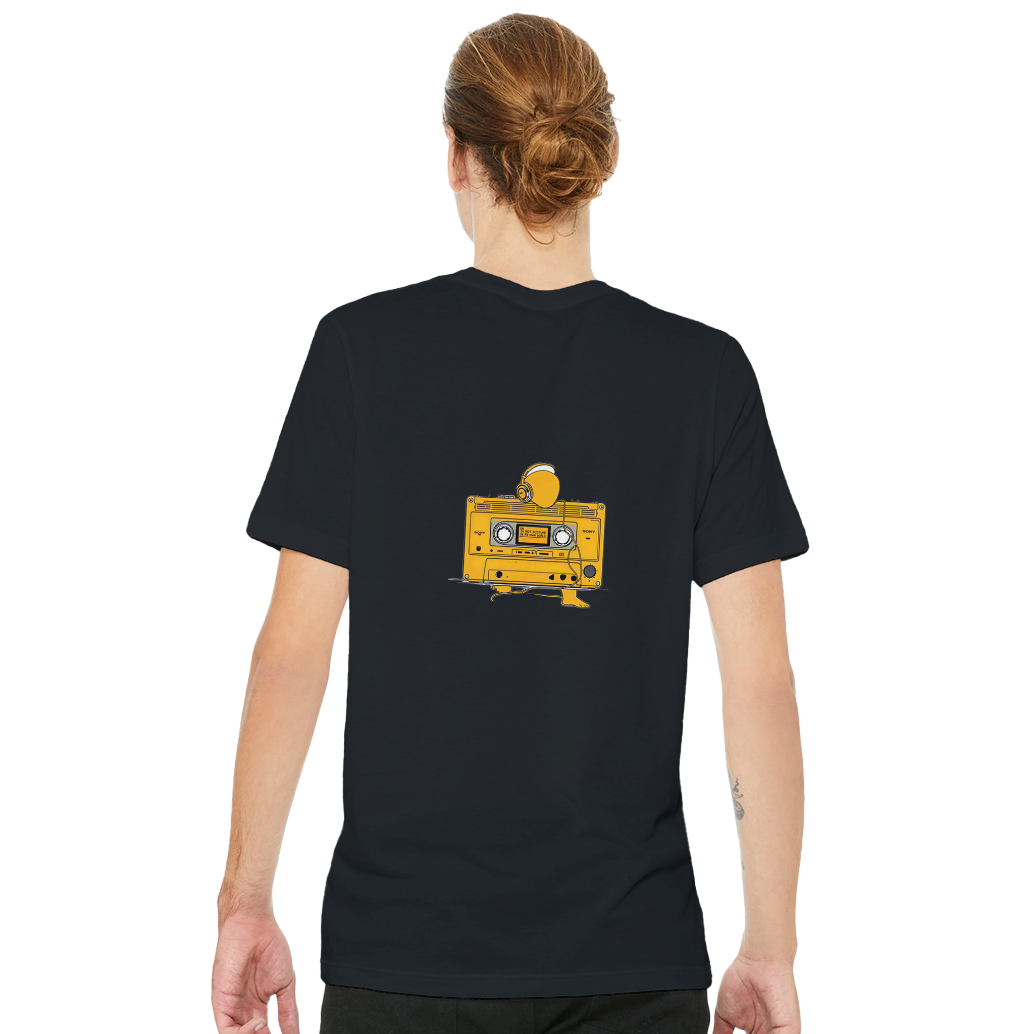 Walkman Introvert Cable Figure T-Shirt Unisex Cotton Tee UK T-Shirt — detail view | Wild Thread Co