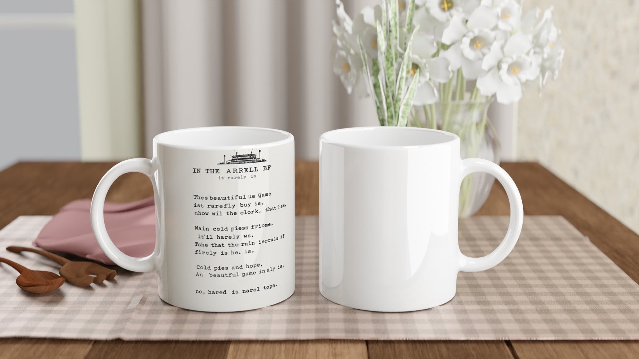 Football Terrace Poem Coffee Tea Ceramic 11oz Mug UK Mug — detail view | Wild Thread Co