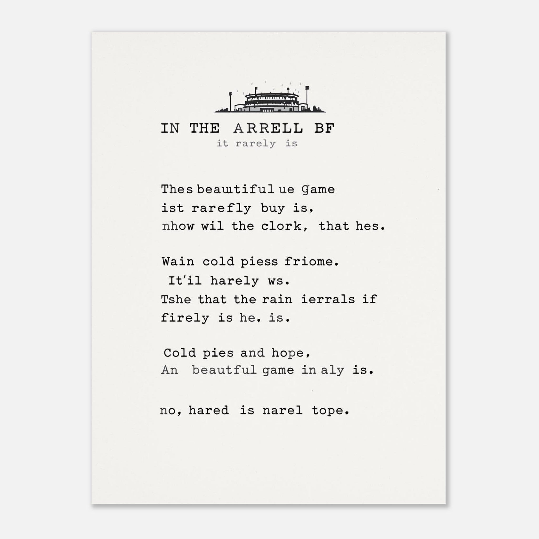 Football Terrace Poem Art Wall Art UK Art Art Print Poster Wall Art UK UK Gift Art Print — detail view | Wild Thread Co