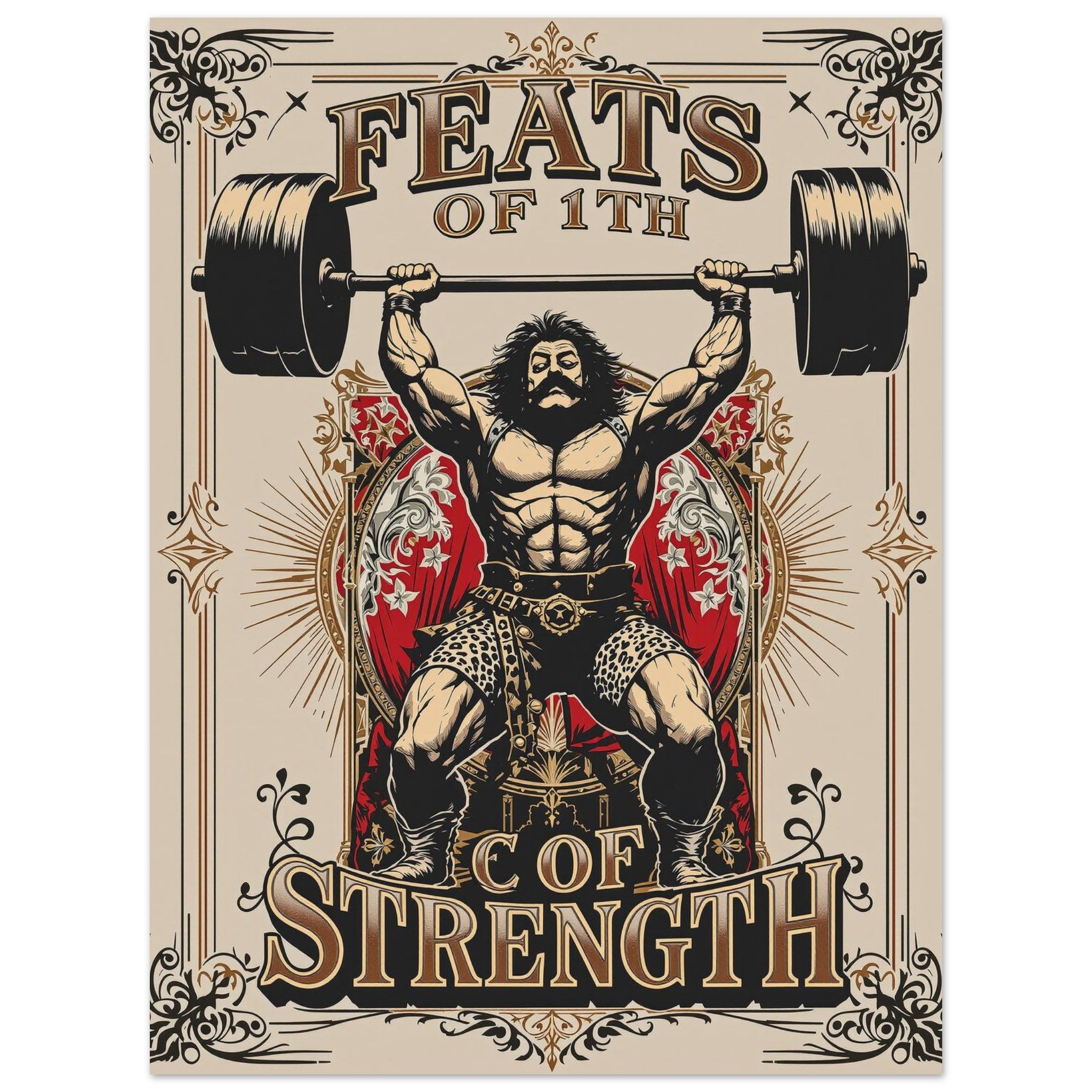Victorian Circus Strongman Art Wall Art UK Art UK Gift Art Print Art Print — detail view | Wild Thread Co