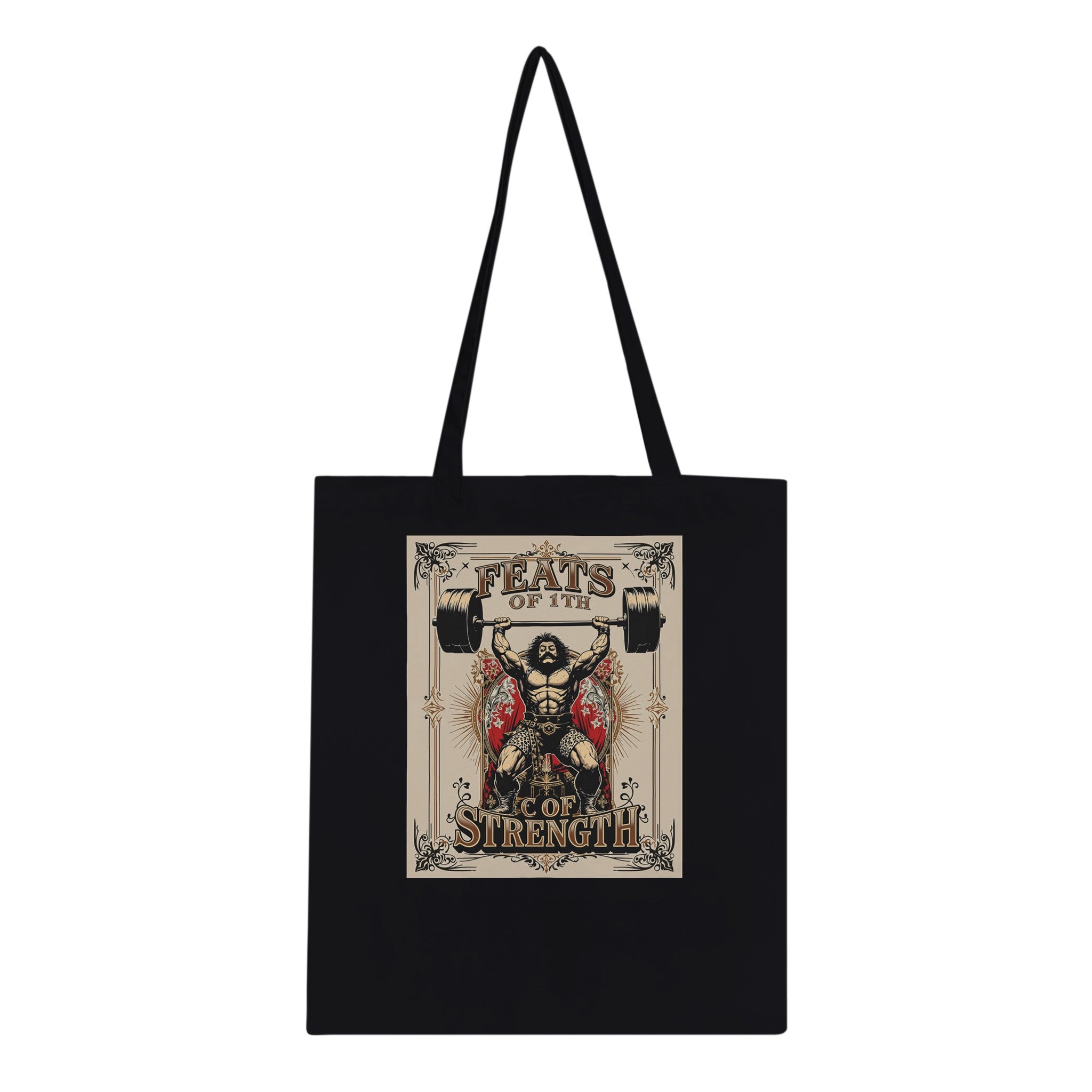 Victorian Circus Strongman Tote Bag Cotton Shopper UK Tote Bag — detail view | Wild Thread Co