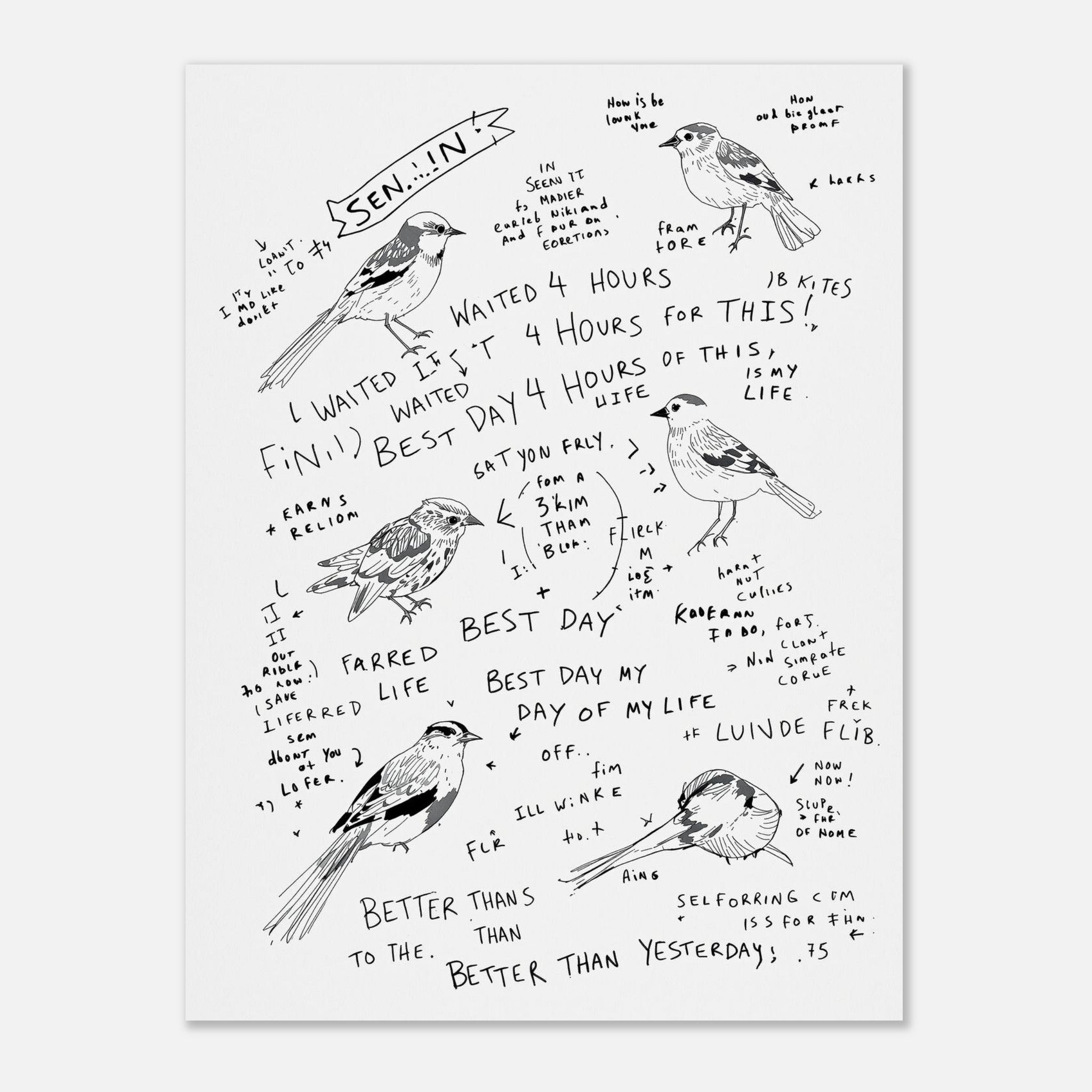 Birdwatcher Field Notebook A1 Art Wall Art UK Art Art Print Art Print — detail view | Wild Thread Co