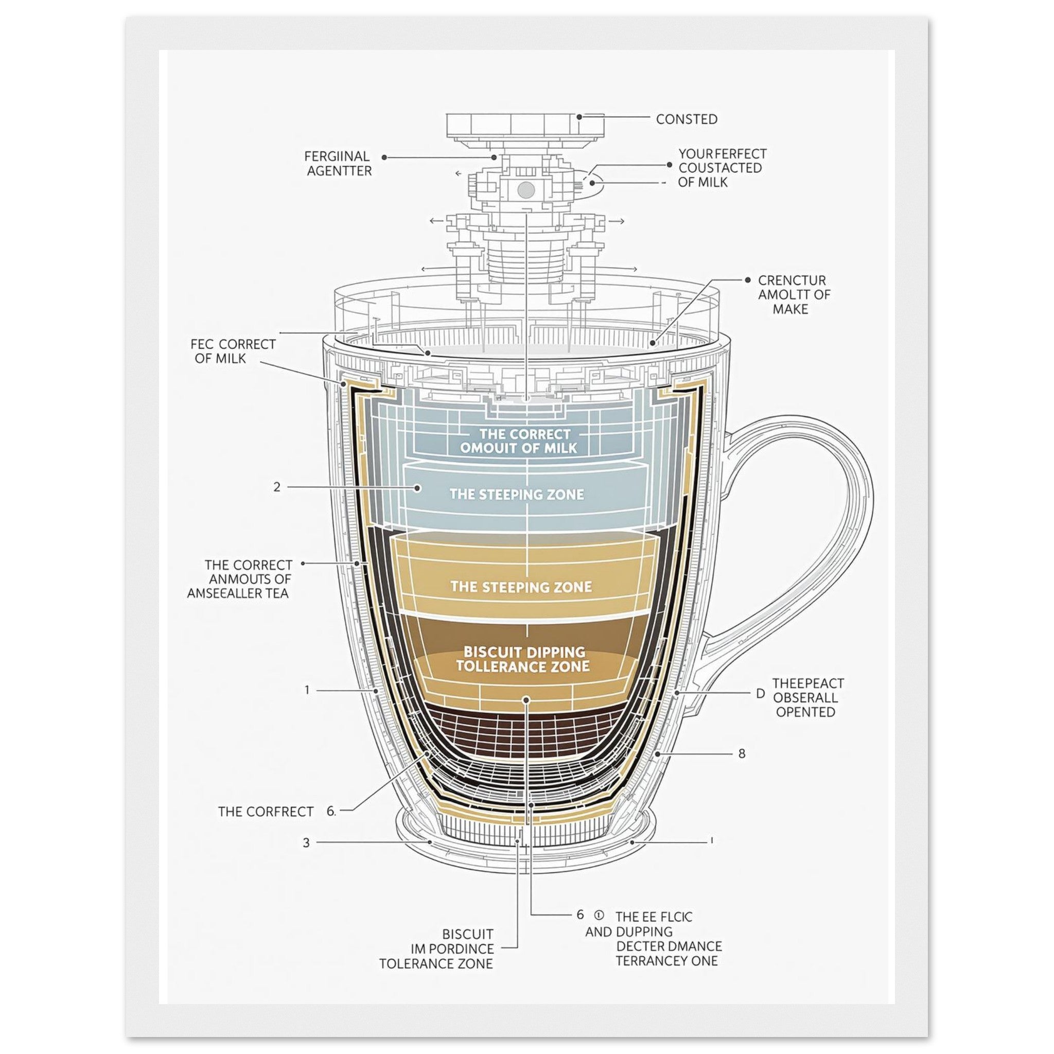 Tea Engineering Cross-section Framed Print Wall Art Ready to Hang UK Framed Art Print — detail view | Wild Thread Co