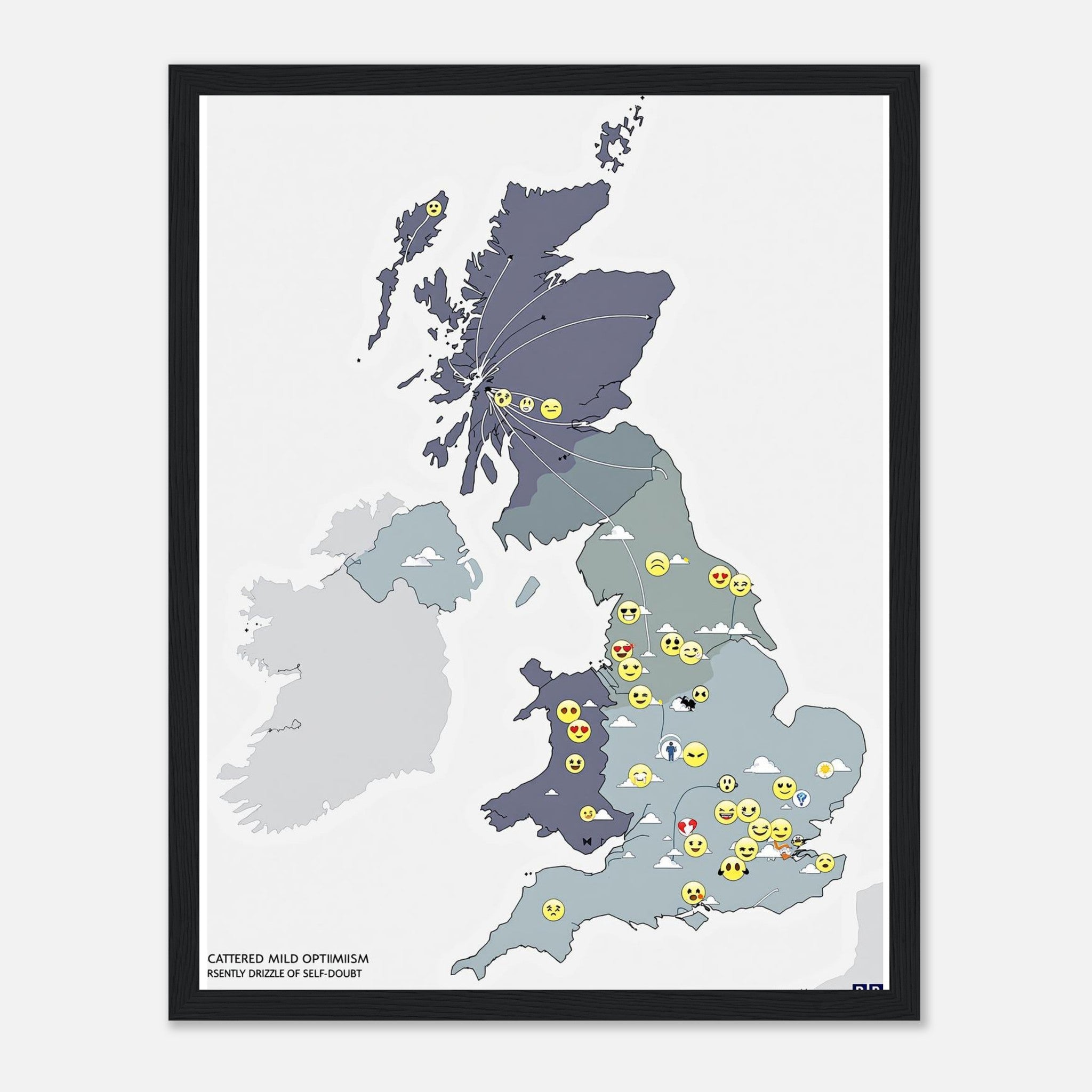 Weather Emotional Forecast Framed Print Wall Art Ready to Hang UK Framed Art Print — detail view | Wild Thread Co