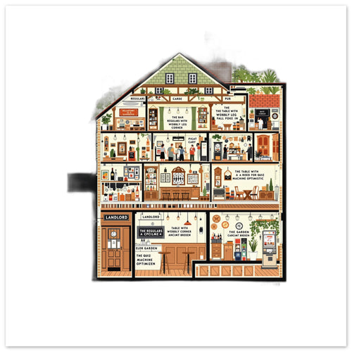 British Pub Anatomy Diagram Art Wall Art UK Art UK Gift Art Print Poster Wall Ar Art Print — detail view | Wild Thread Co