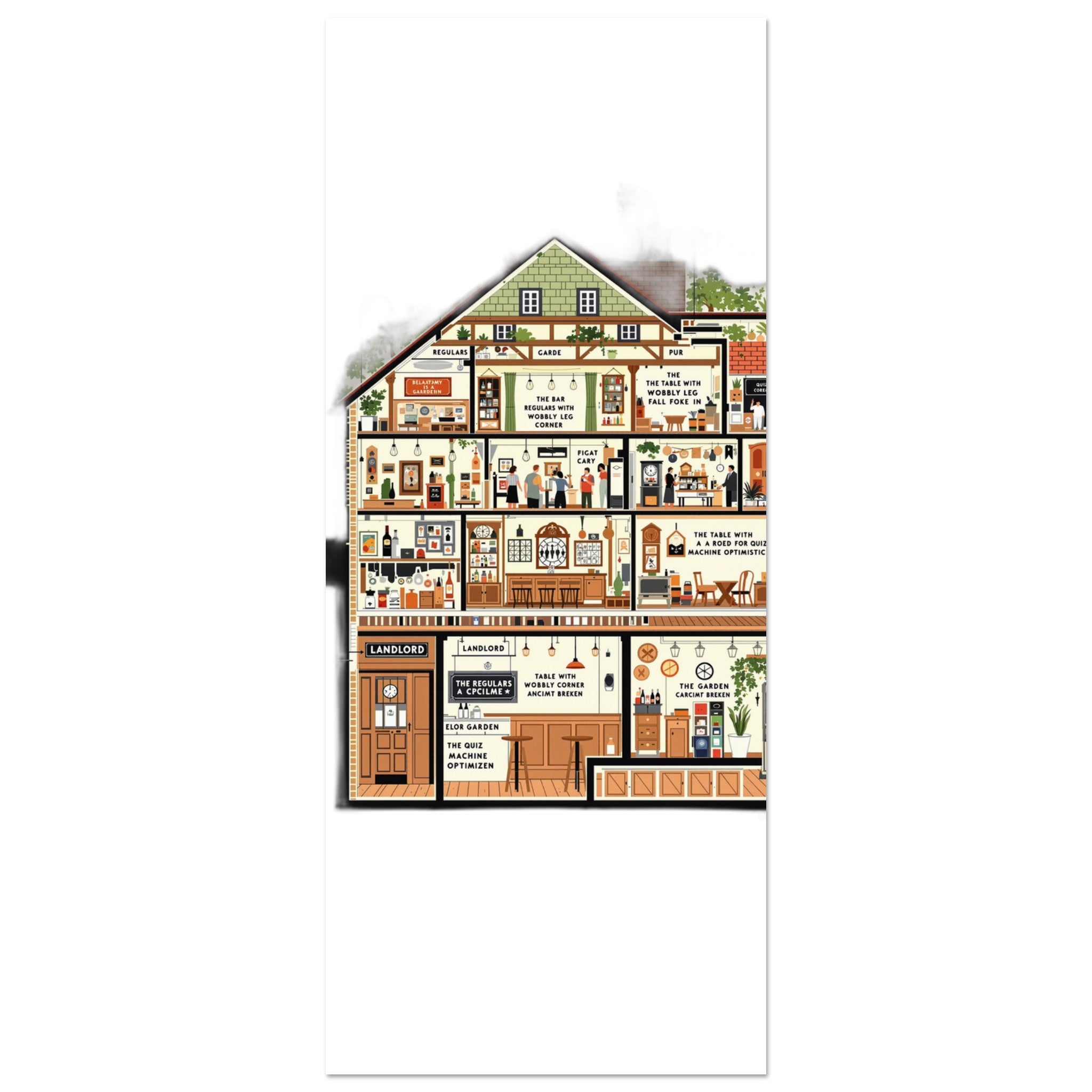 British Pub Anatomy Diagram Art Wall Art UK Art UK Gift Art Print Poster Wall Ar Art Print — detail view | Wild Thread Co