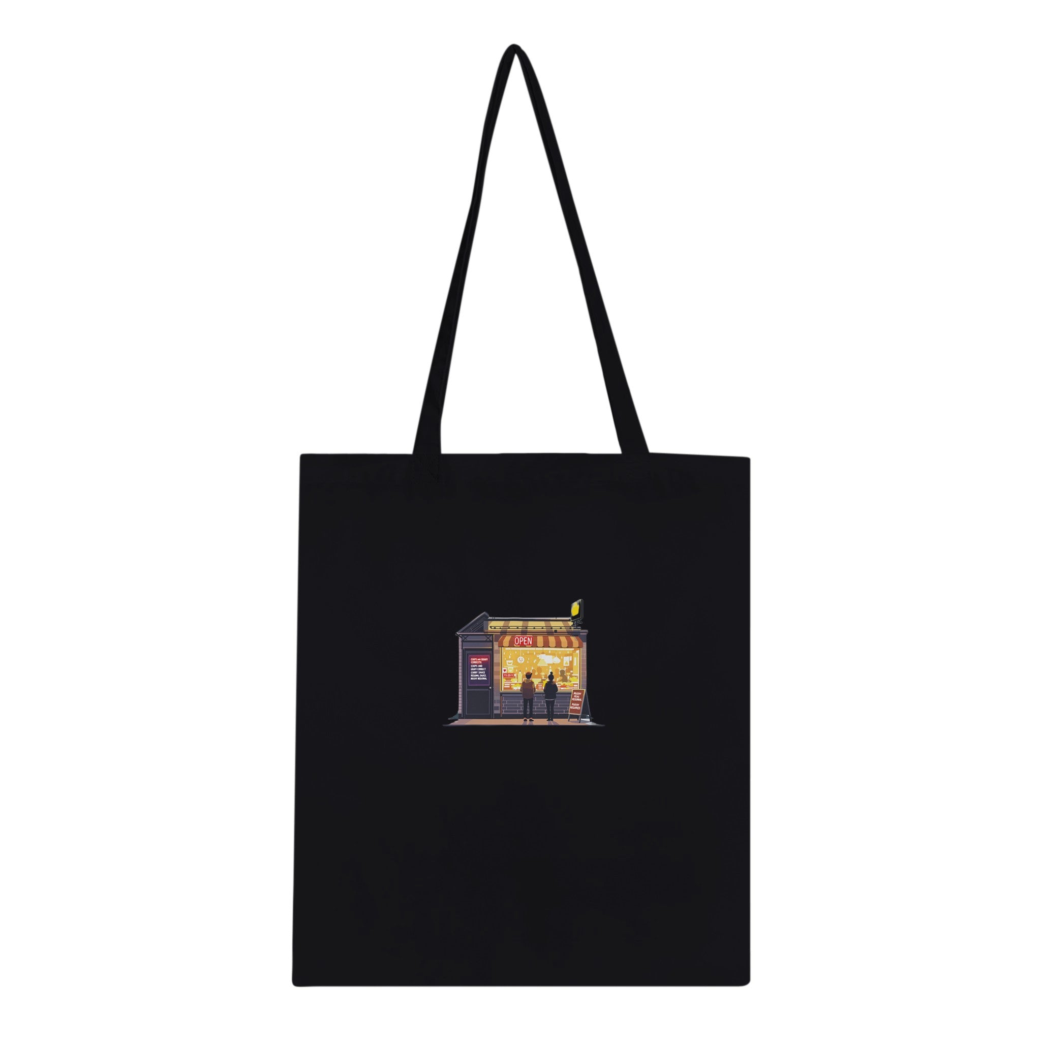 Chip Shop Night Neon Cotton Shopper UK Tote Bag — detail view | Wild Thread Co