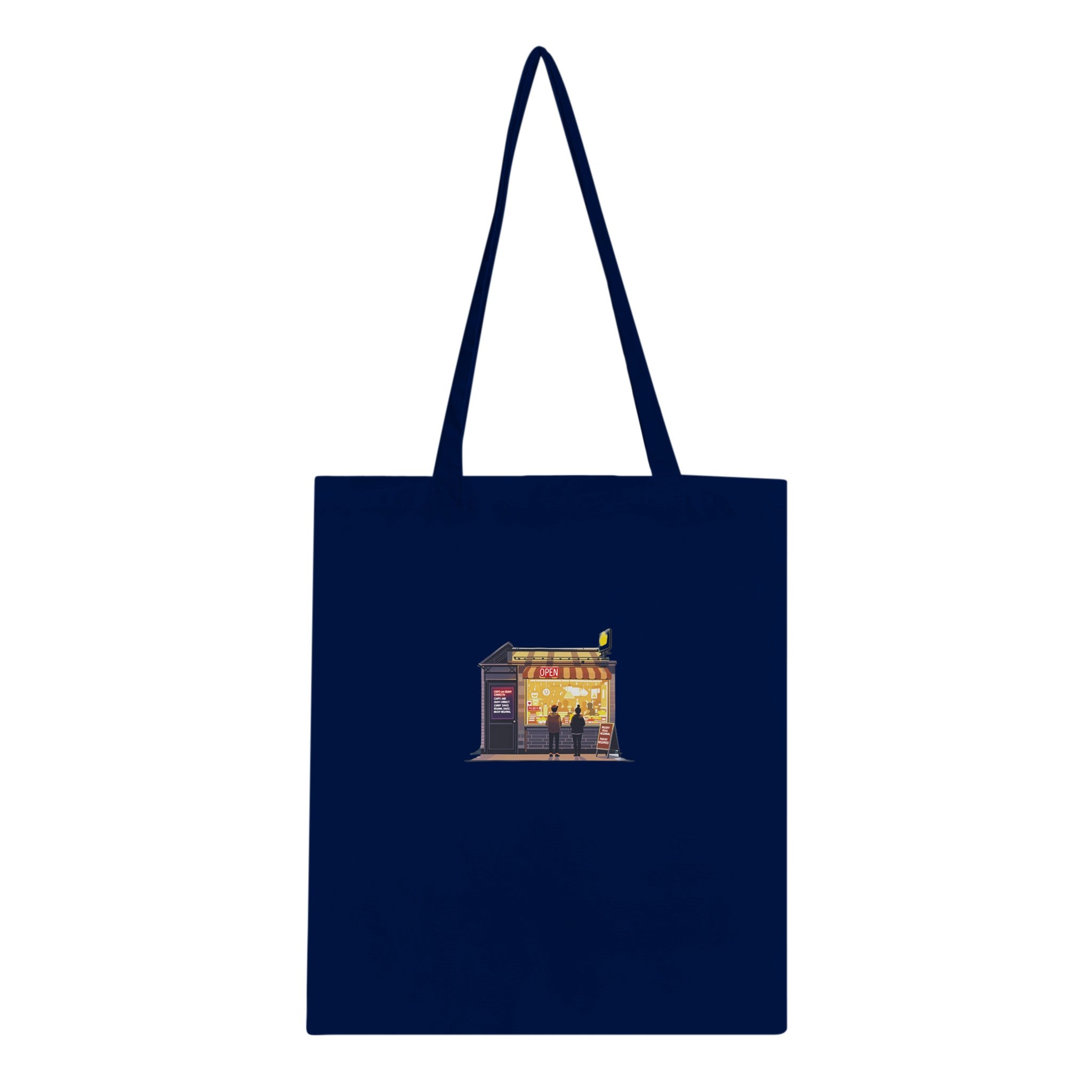 Chip Shop Night Neon Cotton Shopper UK Tote Bag — detail view | Wild Thread Co