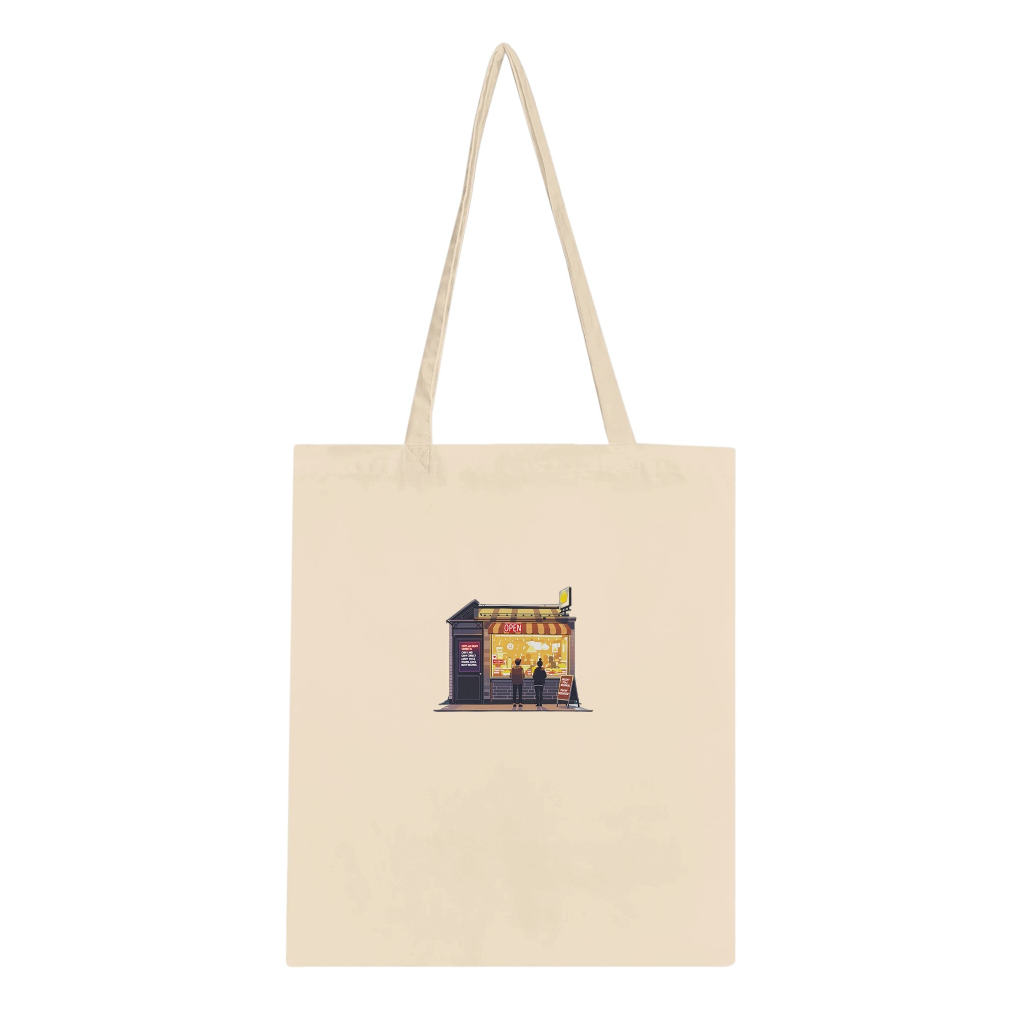 Chip Shop Night Neon Cotton Shopper UK Tote Bag — detail view | Wild Thread Co