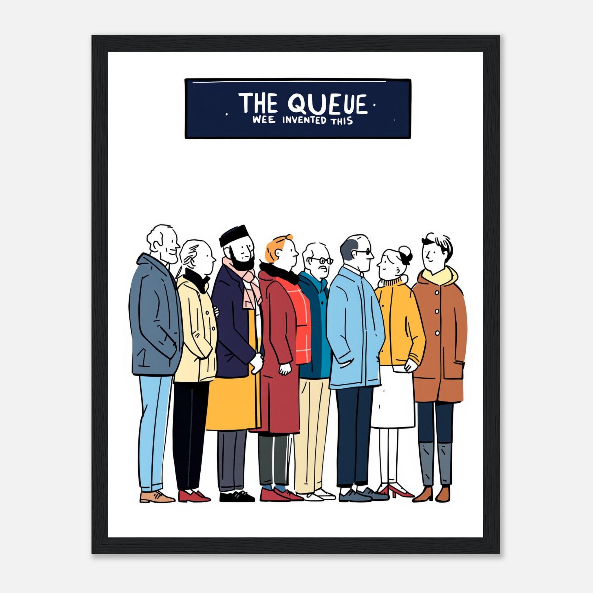 Queue As Institution Wall Art Ready to Hang UK Framed Print Ha Framed Art Print — detail view | Wild Thread Co