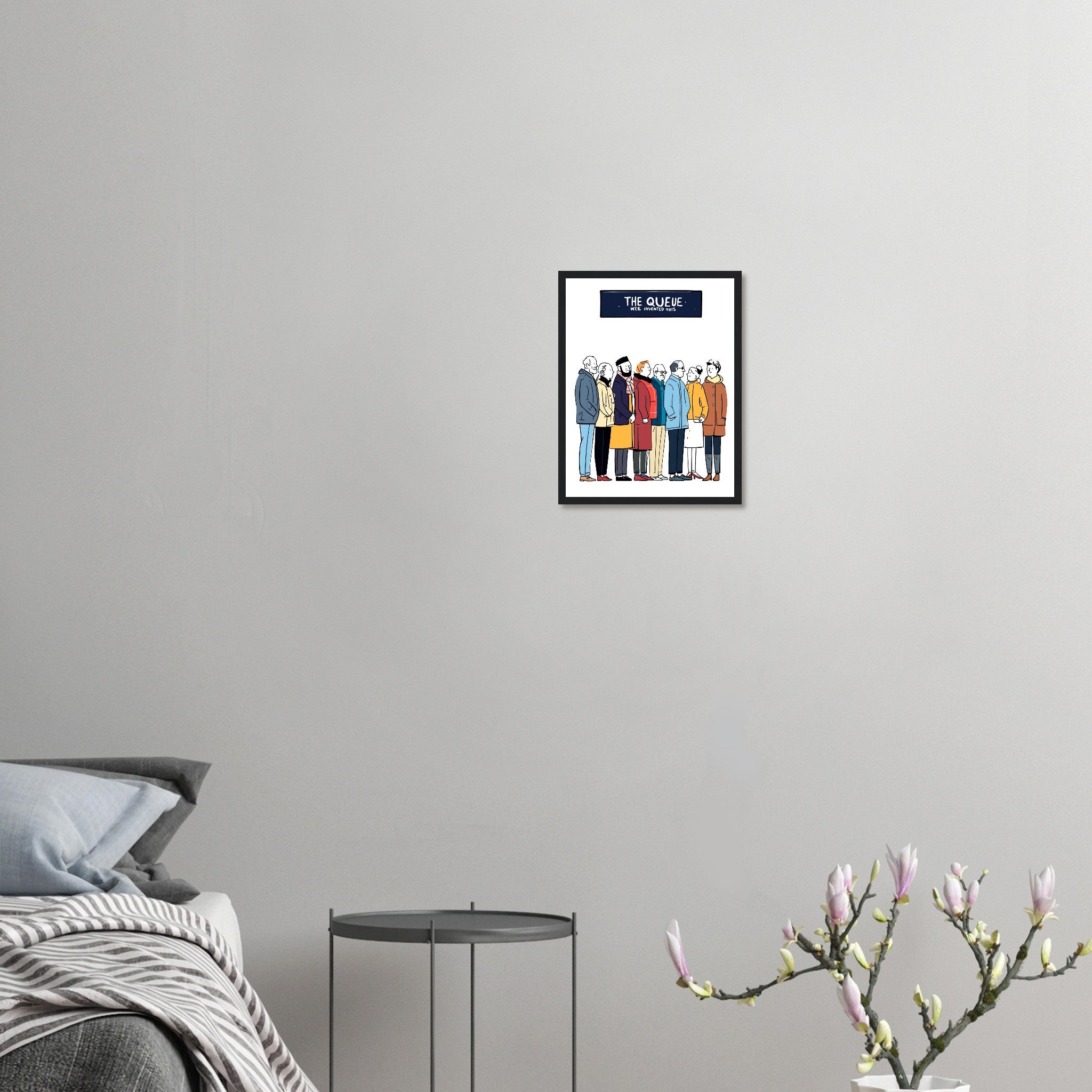 Queue As Institution Wall Art Ready to Hang UK Framed Print Ha Framed Art Print — detail view | Wild Thread Co