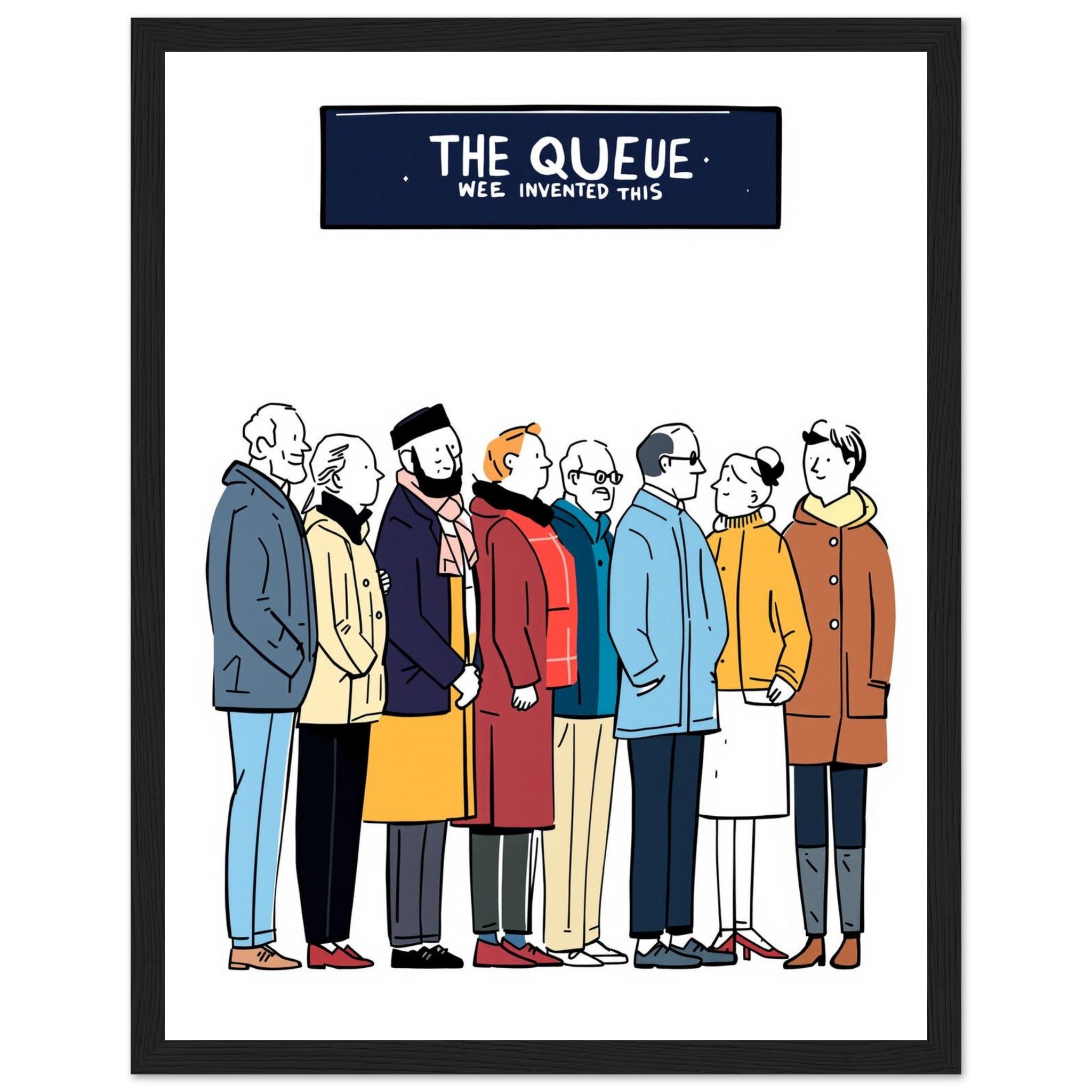 Queue As Institution Wall Art Ready to Hang UK Framed Print Ha — Framed Art Print | Wild Thread Co UK