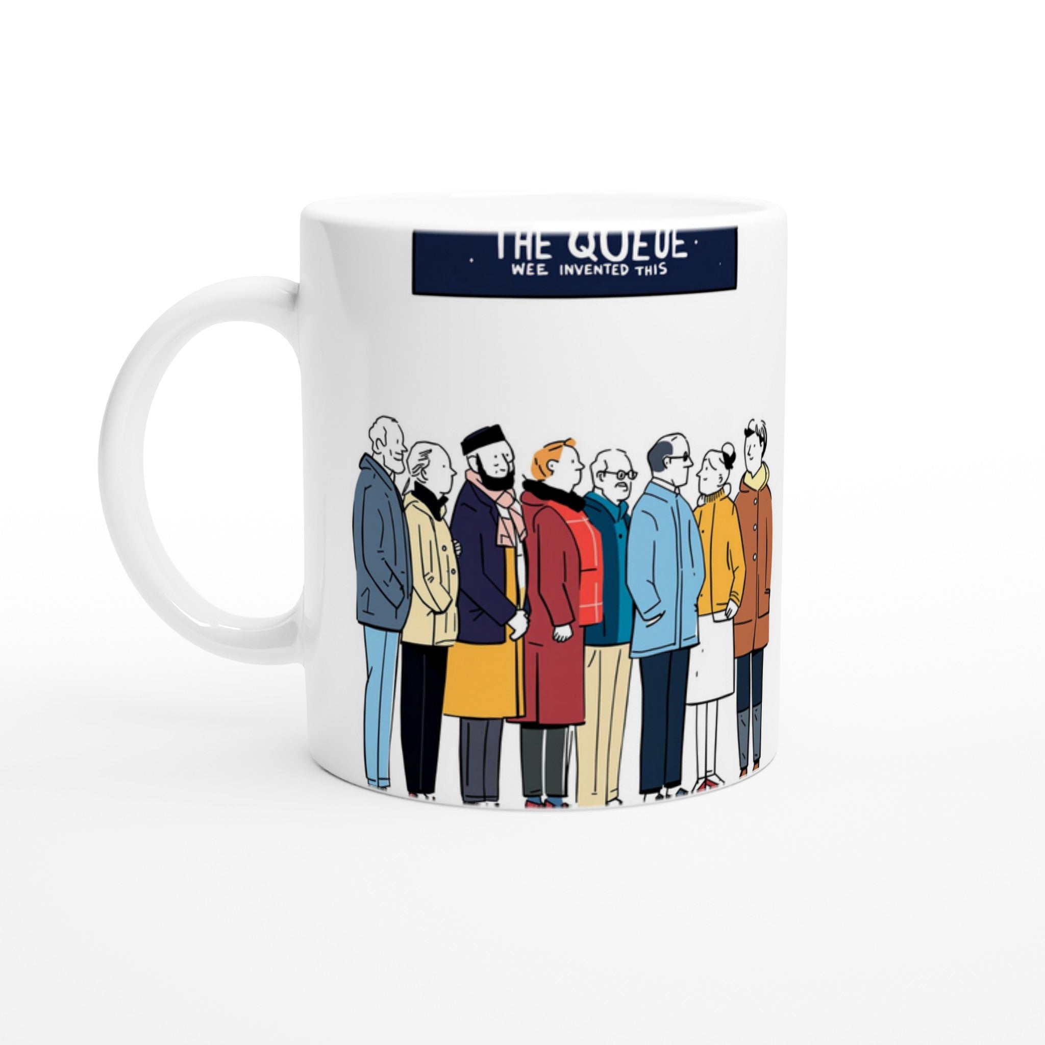 Queue As Institution Coffee Tea Ceramic 11oz Mug UK Gift — Mug | Wild Thread Co UK