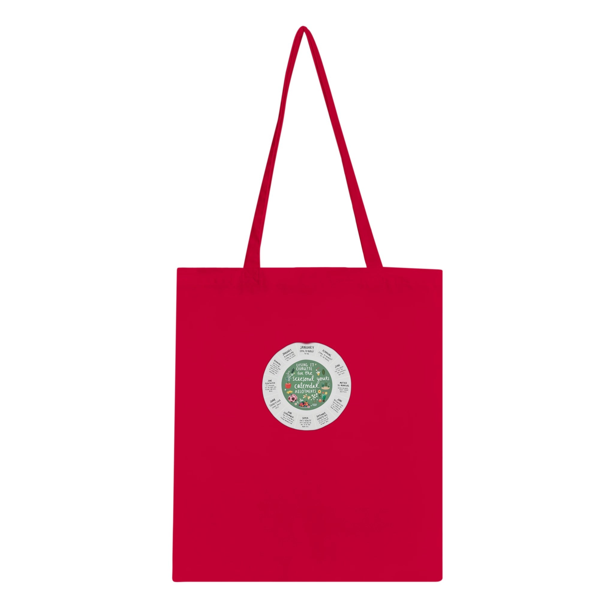 Allotment Circular Seasonal Calendar Cotton Shopper UK Tote Bag U Tote Bag — detail view | Wild Thread Co