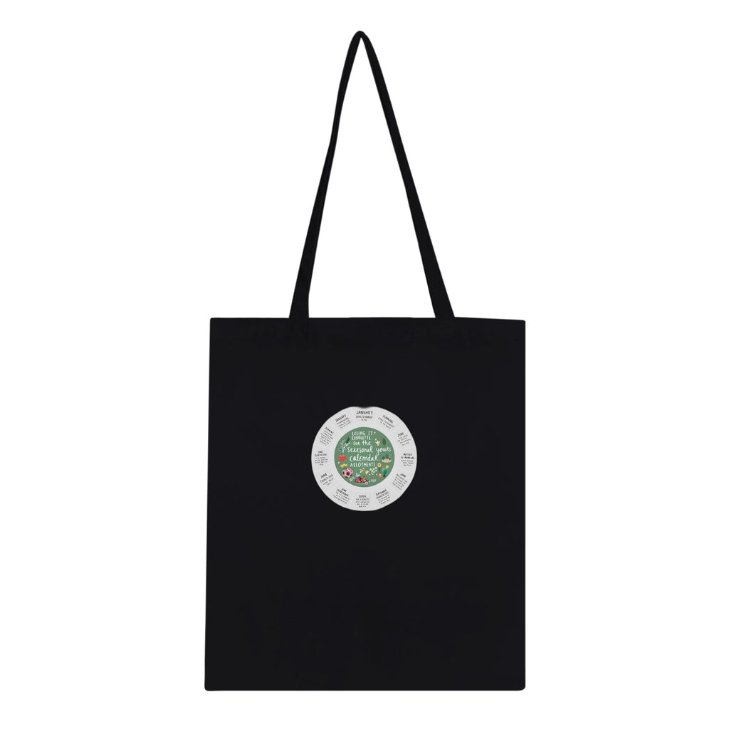 Allotment Circular Seasonal Calendar Cotton Shopper UK Tote Bag U Tote Bag — detail view | Wild Thread Co