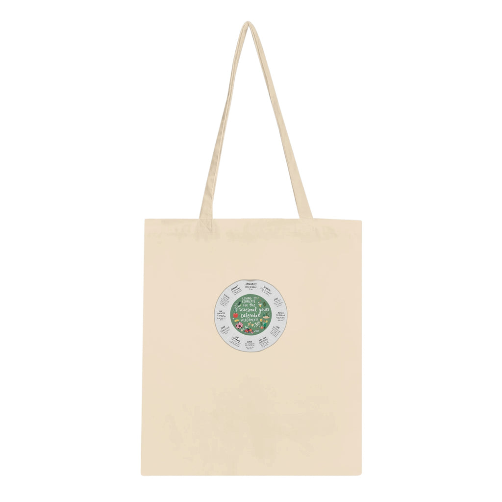 Allotment Circular Seasonal Calendar Cotton Shopper UK Tote Bag U Tote Bag — detail view | Wild Thread Co