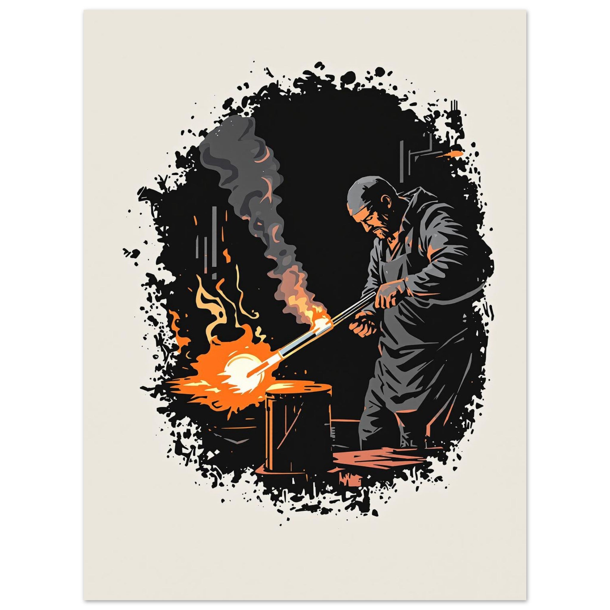 Glass Blower Art A1 Art Wall Art UK Art Art Print Poster Wall Art UK UK Gift Art Print — detail view | Wild Thread Co