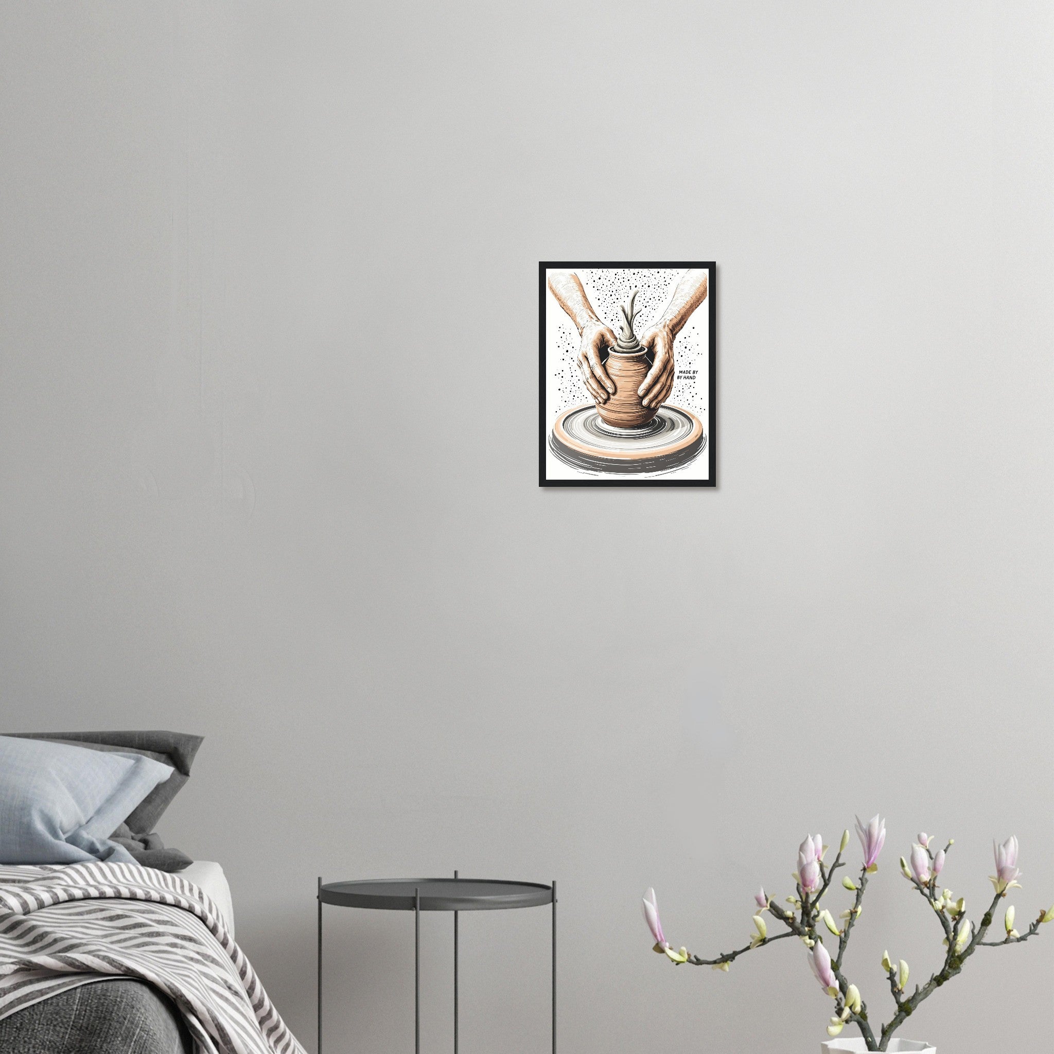 Potter Wheel Clay Hands Wall Art Ready to Hang UK Framed Art Print — detail view | Wild Thread Co