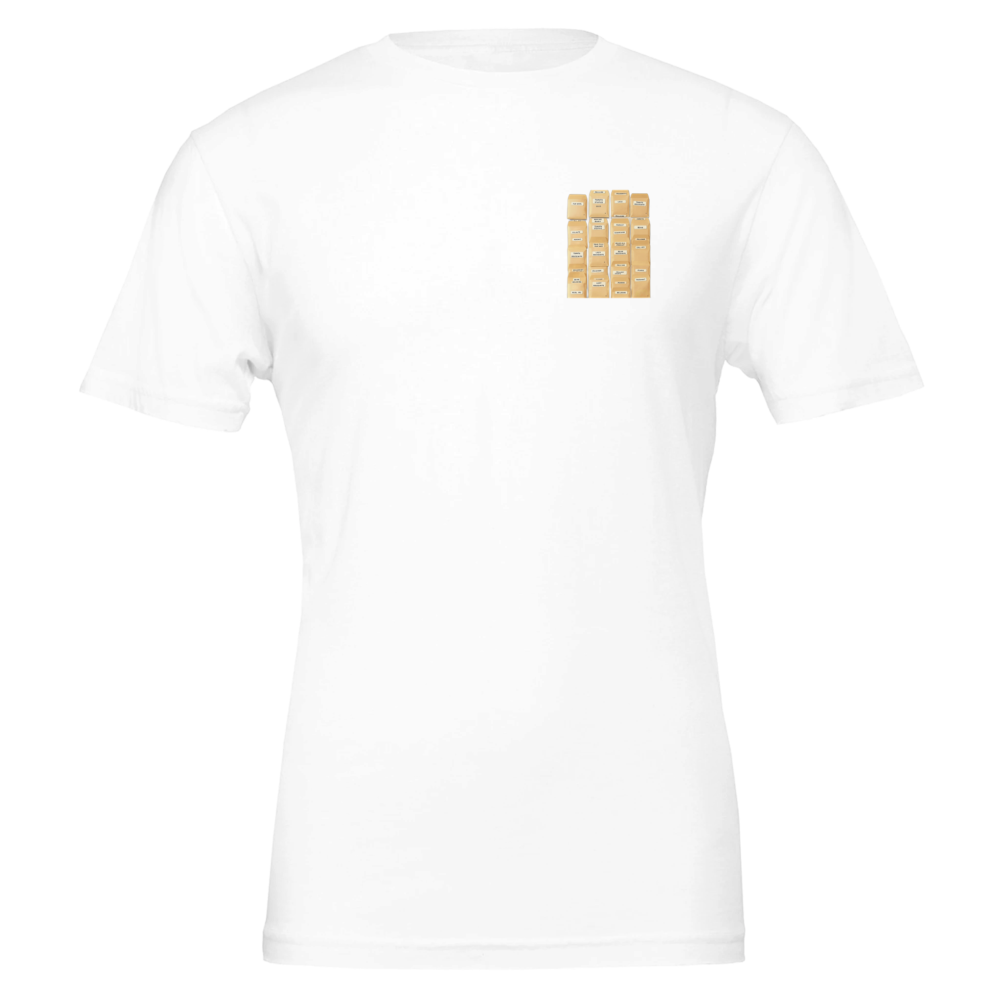 Seed Saving Library Envelopes T-Shirt Unisex Cotton Tee UK T-Shirt — detail view | Wild Thread Co