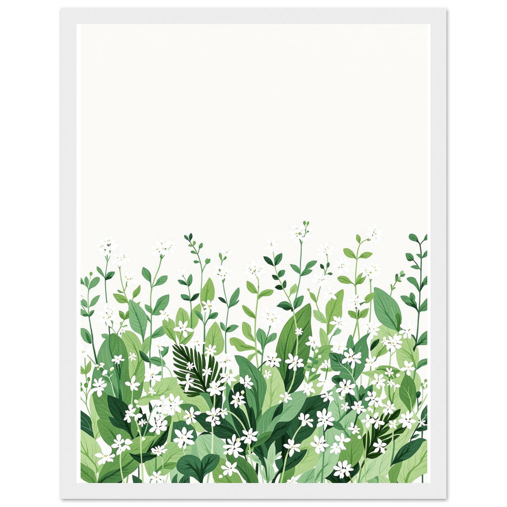 Wild Garlic Spring Woodland Wall Art Ready to Hang UK Gift Framed Framed Art Print — detail view | Wild Thread Co