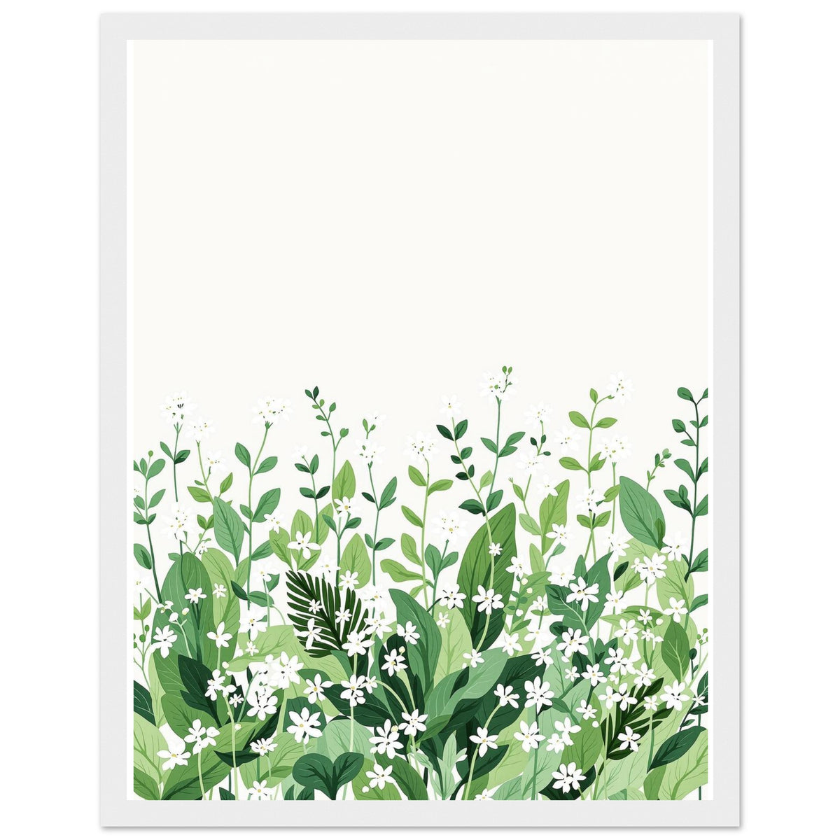 Wild Garlic Spring Woodland Wall Art Ready to Hang UK Gift Framed Framed Art Print — detail view | Wild Thread Co