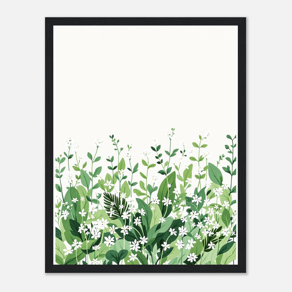 Wild Garlic Spring Woodland Wall Art Ready to Hang UK Gift Framed Framed Art Print — detail view | Wild Thread Co