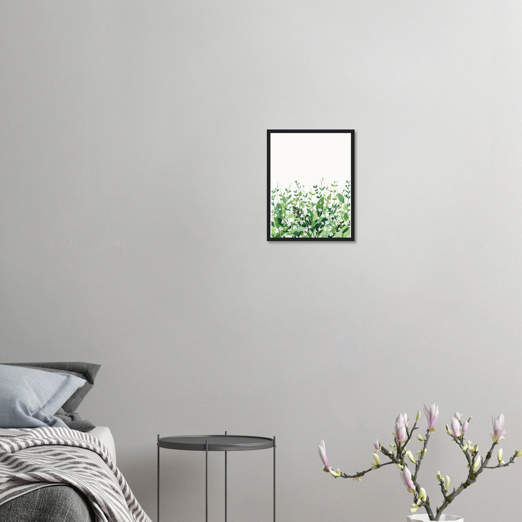Wild Garlic Spring Woodland Wall Art Ready to Hang UK Gift Framed Framed Art Print — detail view | Wild Thread Co