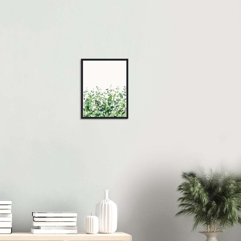 Wild Garlic Spring Woodland Wall Art Ready to Hang UK Gift Framed Framed Art Print — detail view | Wild Thread Co