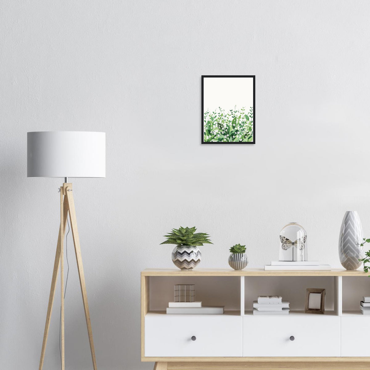 Wild Garlic Spring Woodland Wall Art Ready to Hang UK Gift Framed Framed Art Print — detail view | Wild Thread Co