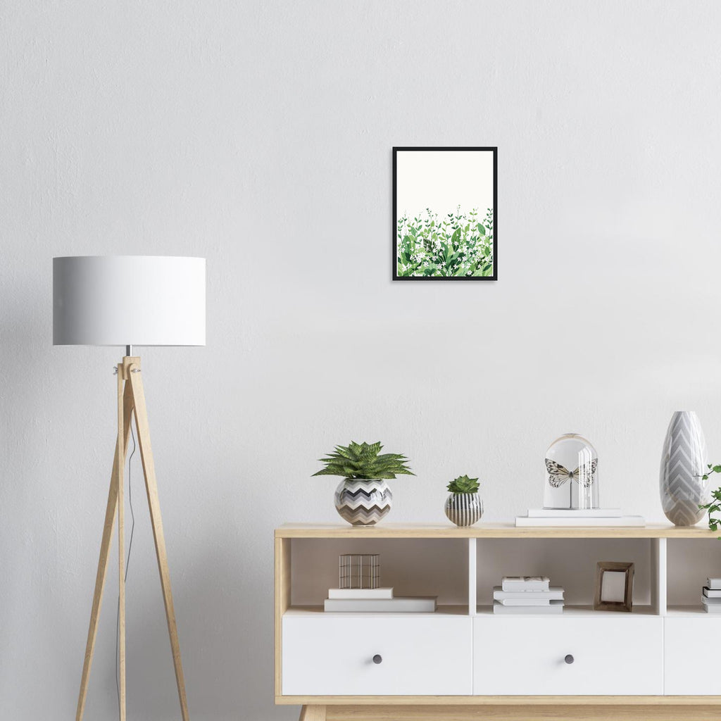 Wild Garlic Spring Woodland Wall Art Ready to Hang UK Gift Framed Framed Art Print — detail view | Wild Thread Co