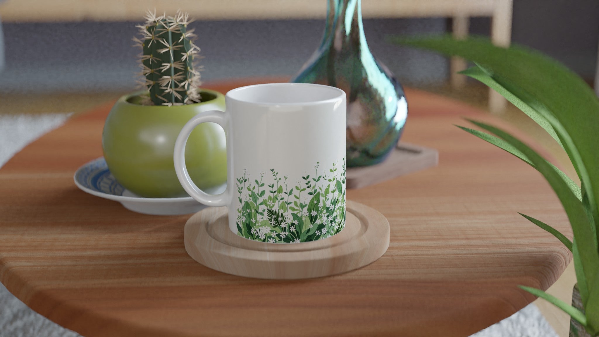 Wild Garlic Spring Woodland Coffee Tea Ceramic 11oz Mug — detail view | Wild Thread Co