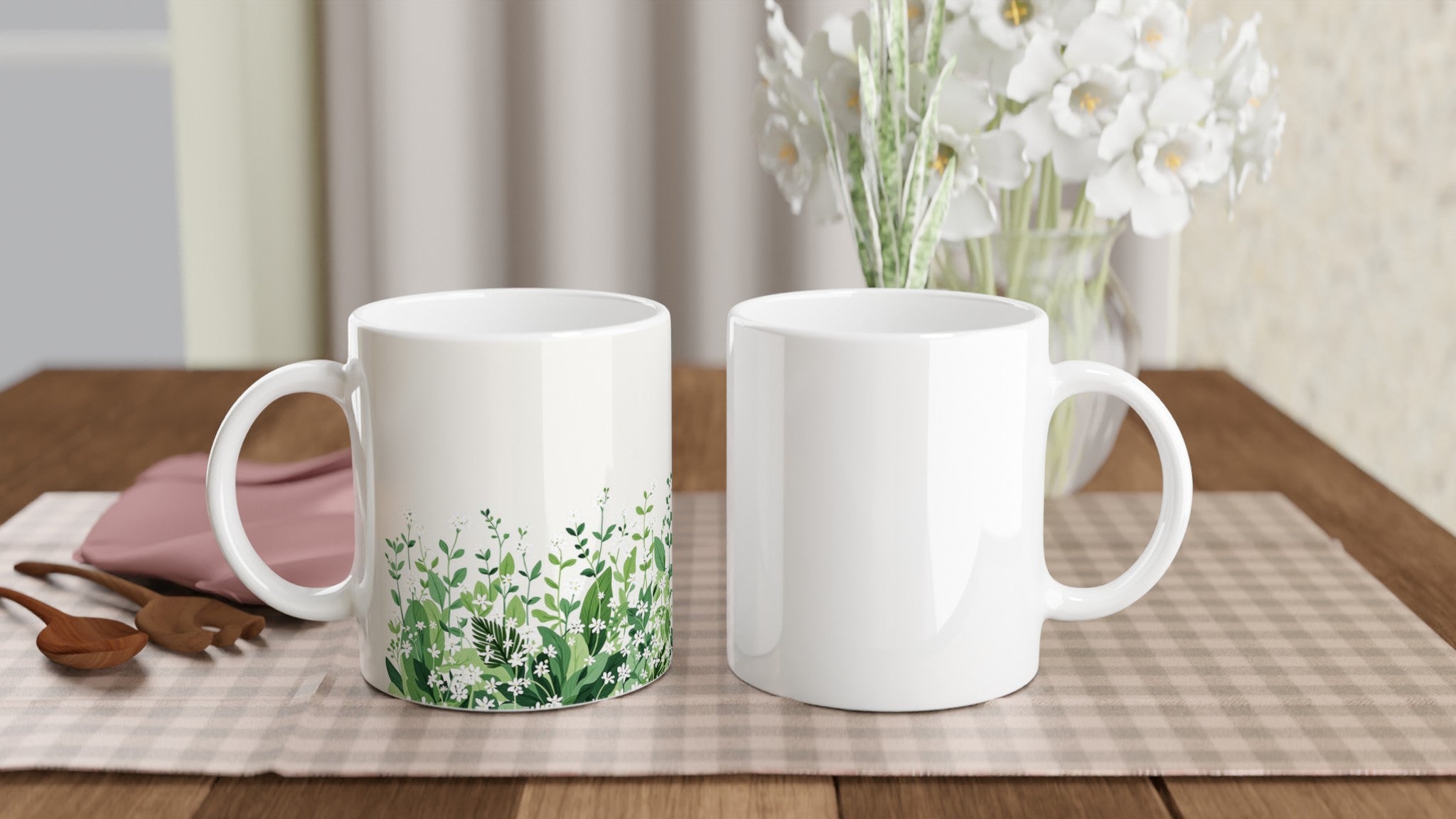 Wild Garlic Spring Woodland Coffee Tea Ceramic 11oz Mug — detail view | Wild Thread Co