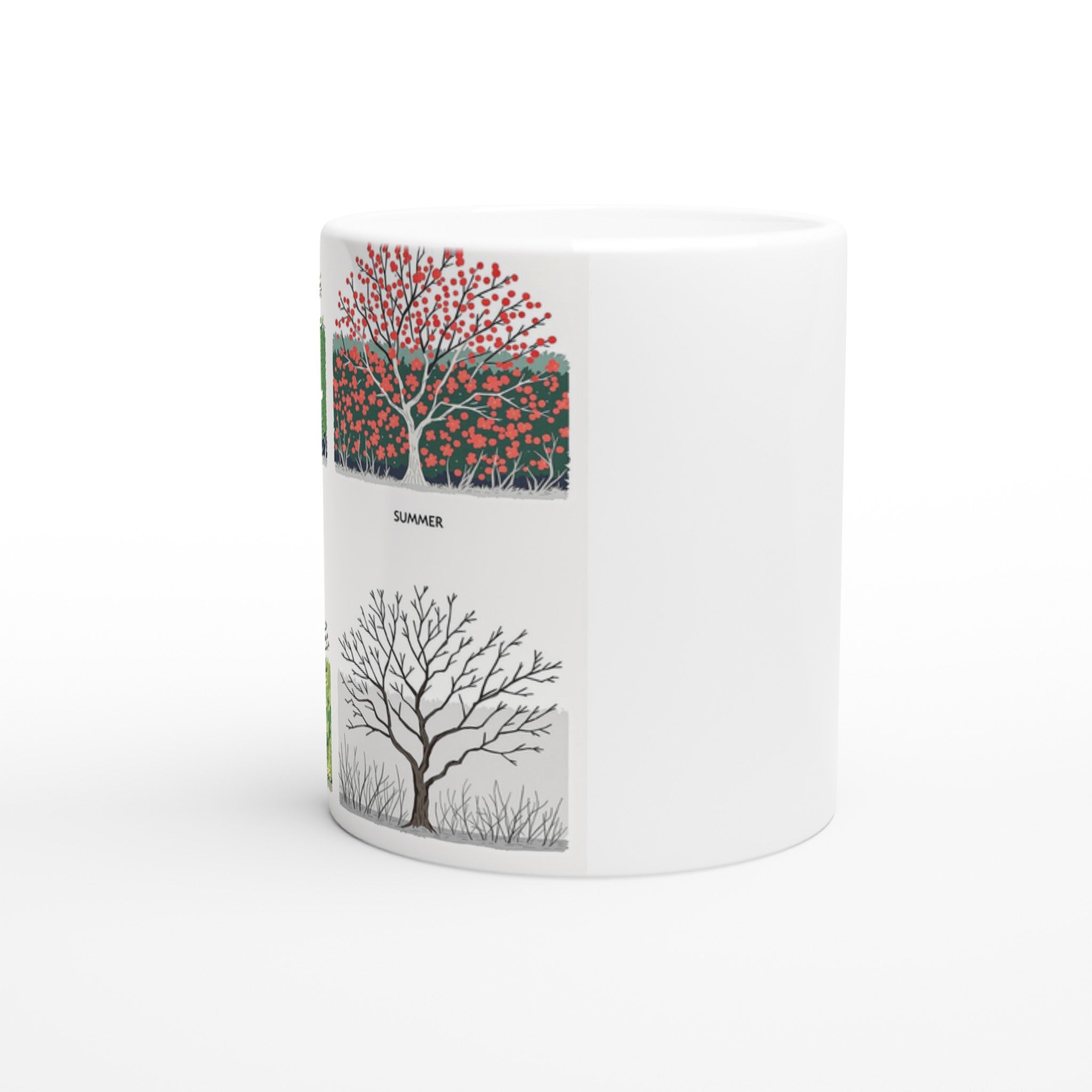 Hedgerow Four Seasons Panels Coffee Tea Ceramic 11oz Mug — detail view | Wild Thread Co