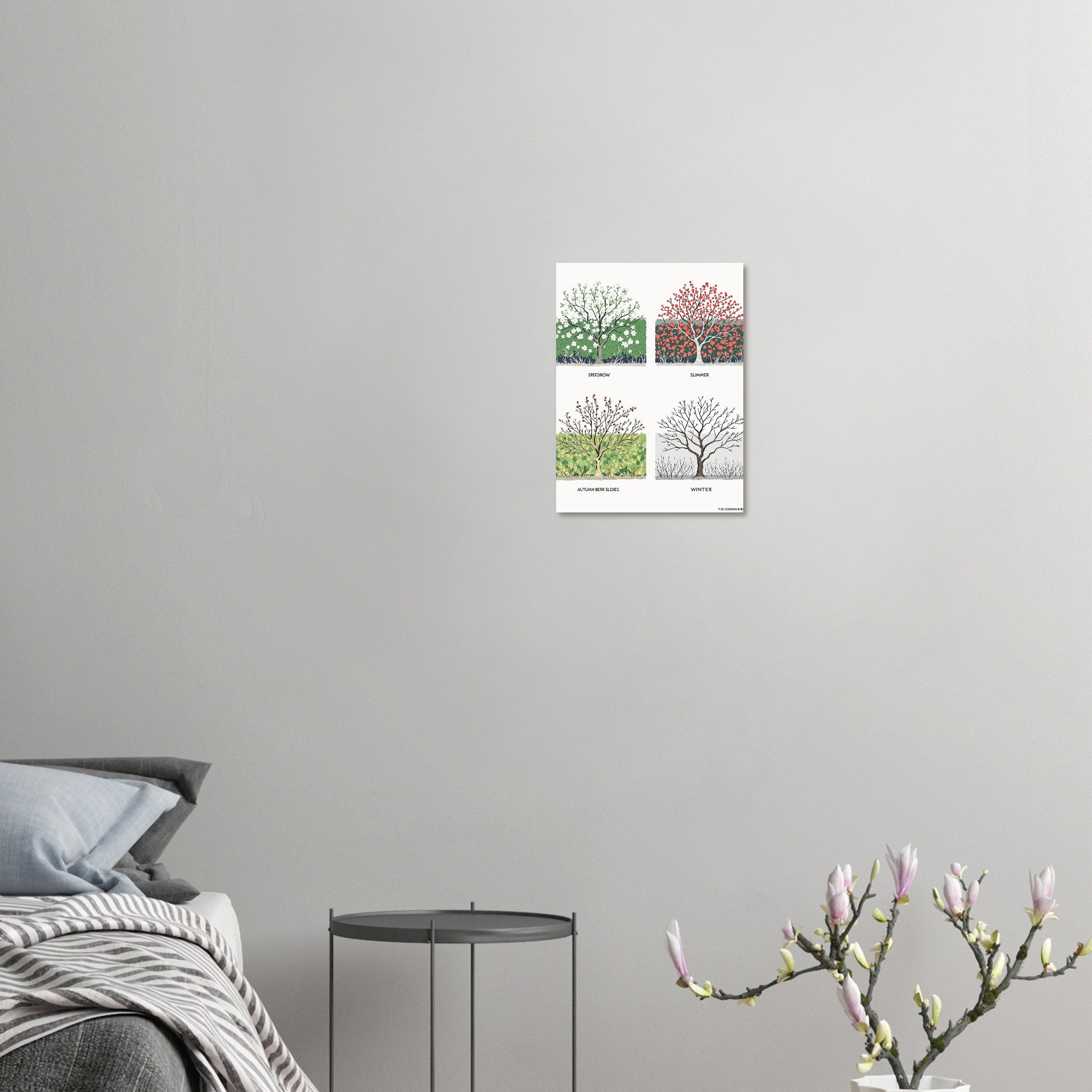 Hedgerow Four Seasons Panel A1 Art Wall Art UK Art Art Print Art Print — detail view | Wild Thread Co