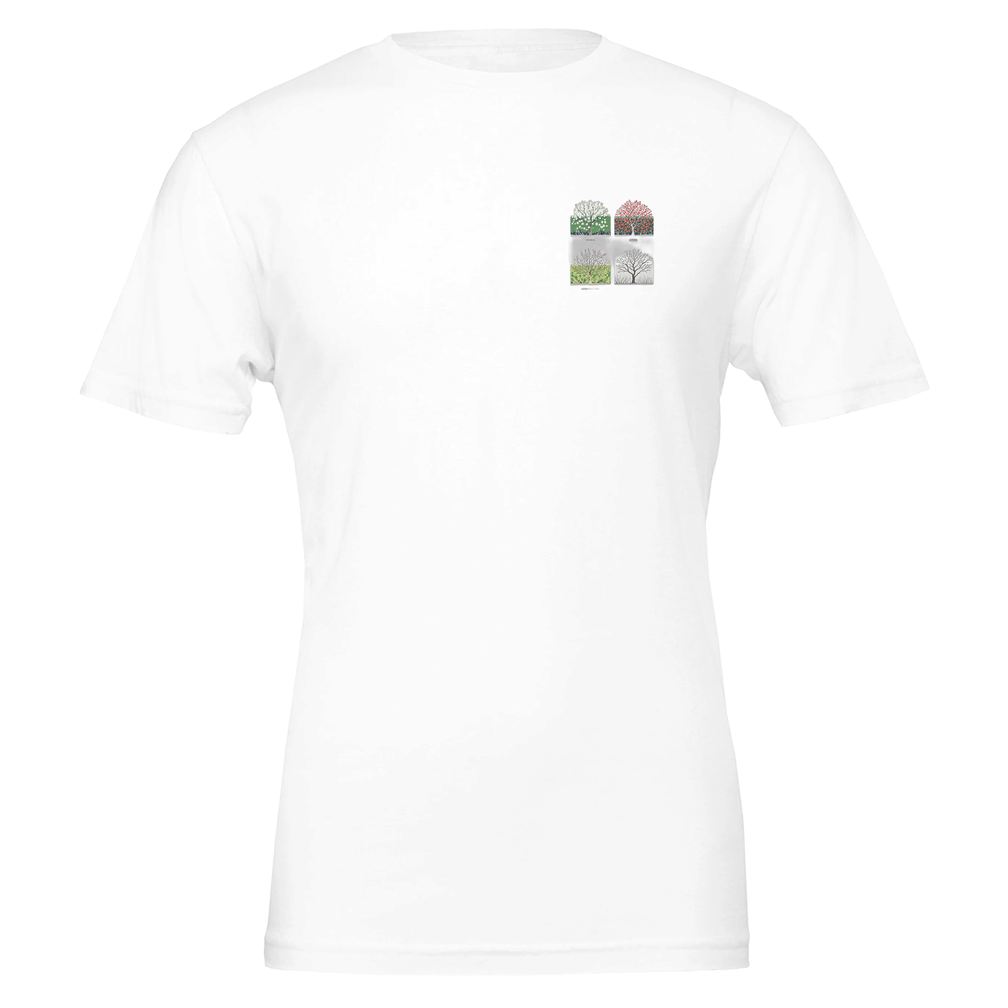 Hedgerow Four Seasons Panels T-Shirt Unisex Cotton Tee UK T-Shirt — detail view | Wild Thread Co