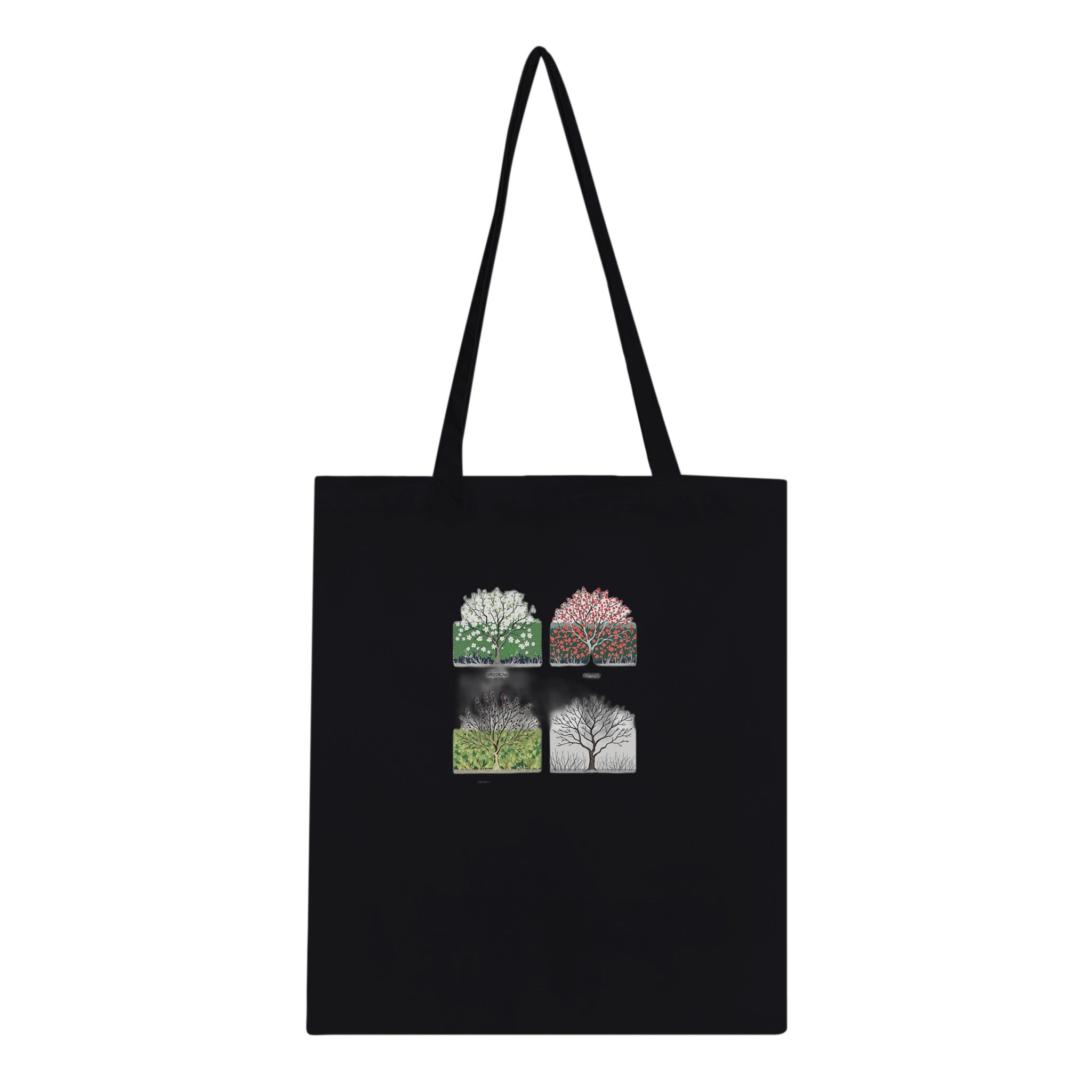 Hedgerow Four Seasons Panels Cotton Shopper UK Tote Bag — detail view | Wild Thread Co