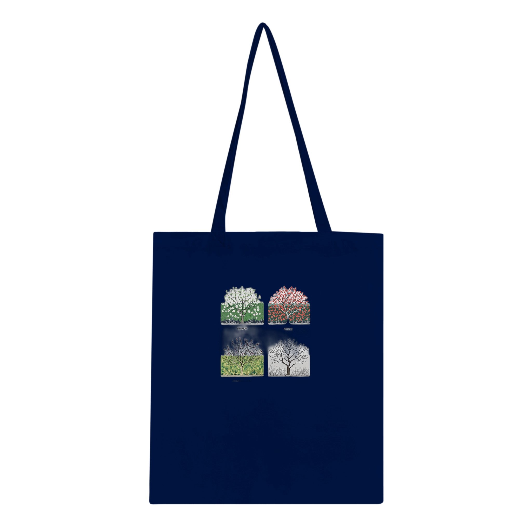 Hedgerow Four Seasons Panels Cotton Shopper UK Tote Bag — detail view | Wild Thread Co