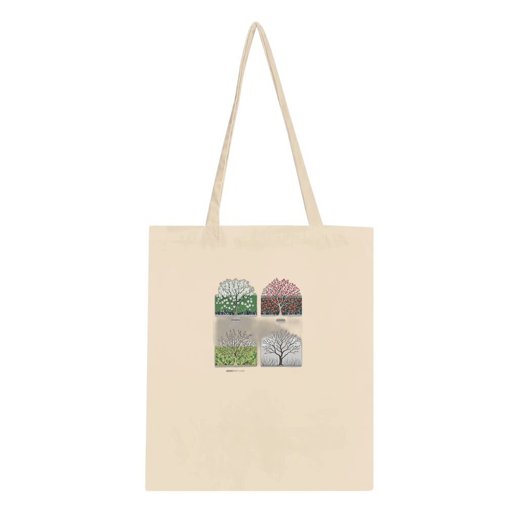 Hedgerow Four Seasons Panels Cotton Shopper UK Tote Bag — detail view | Wild Thread Co