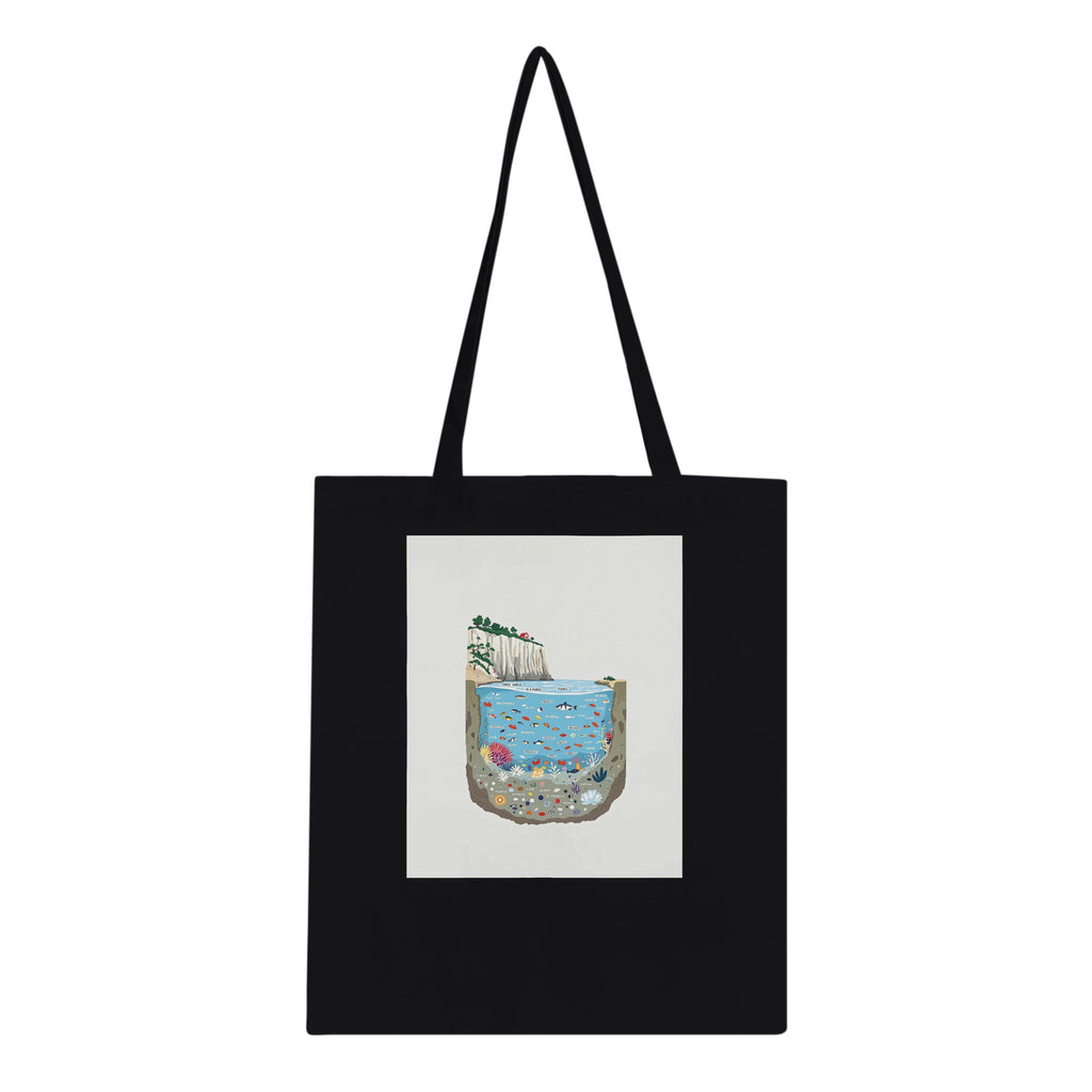 Rock Pool Tidal Cross-section Cotton Shopper UK Tote Bag — detail view | Wild Thread Co