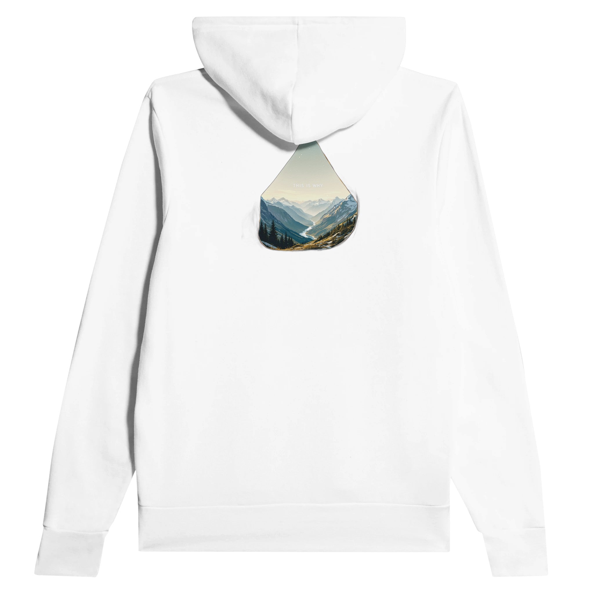 Tent Doorway Mountain Morning Hoodie — detail view | Wild Thread Co