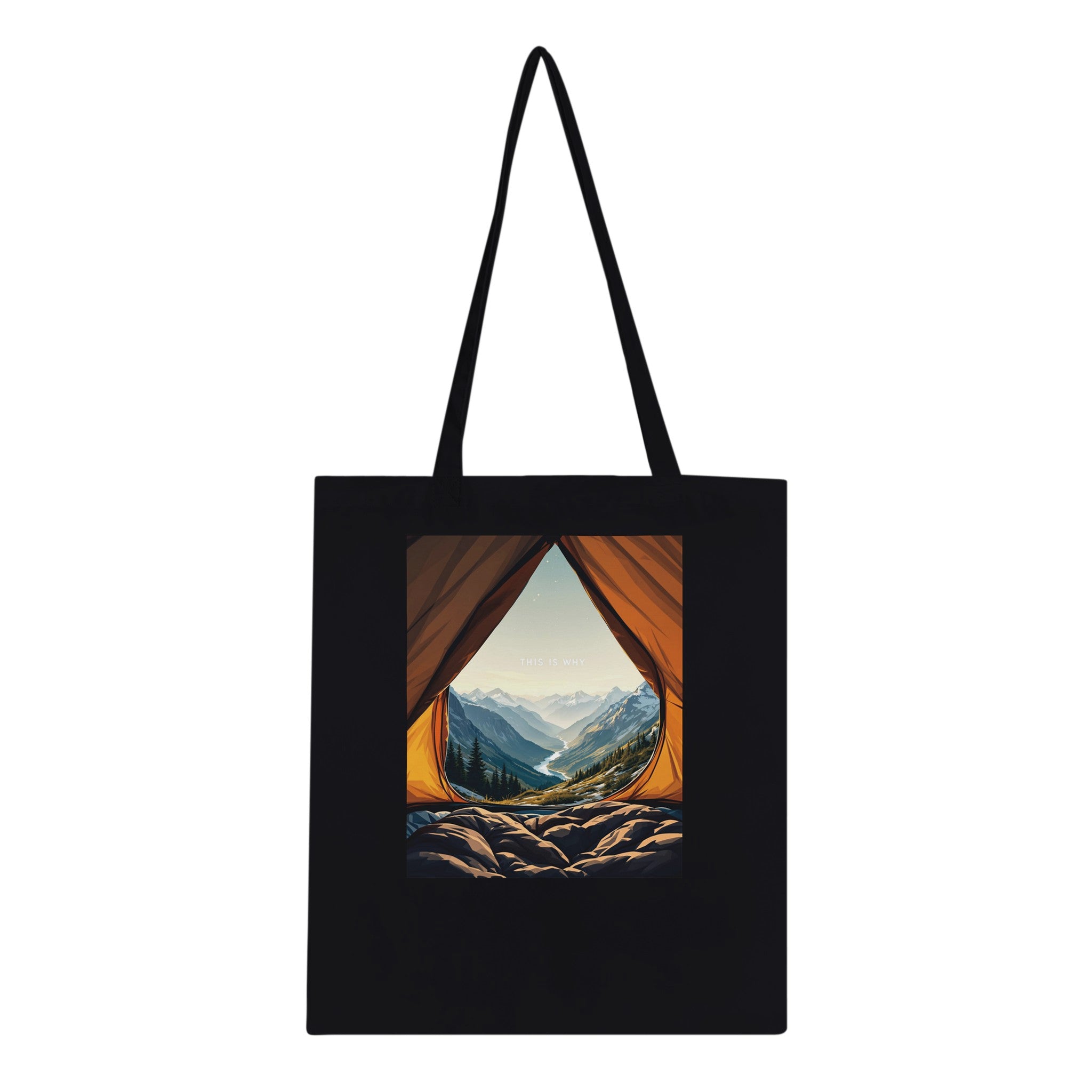 Tent Doorway Mountain Morning Cotton Shopper UK Tote Bag — detail view | Wild Thread Co