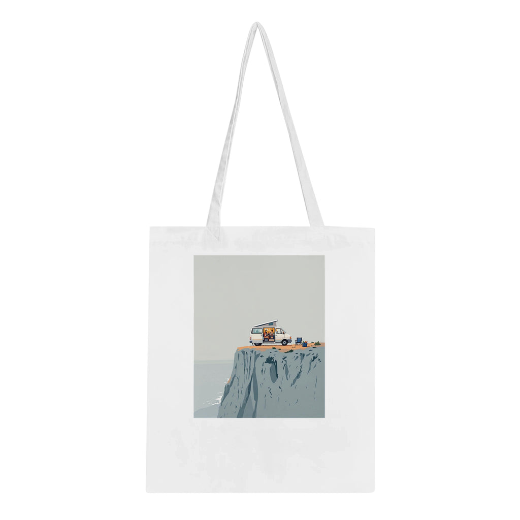 Van Life Clifftop Sea Cotton Shopper UK Tote Bag UK Gift Tote Bag — detail view | Wild Thread Co