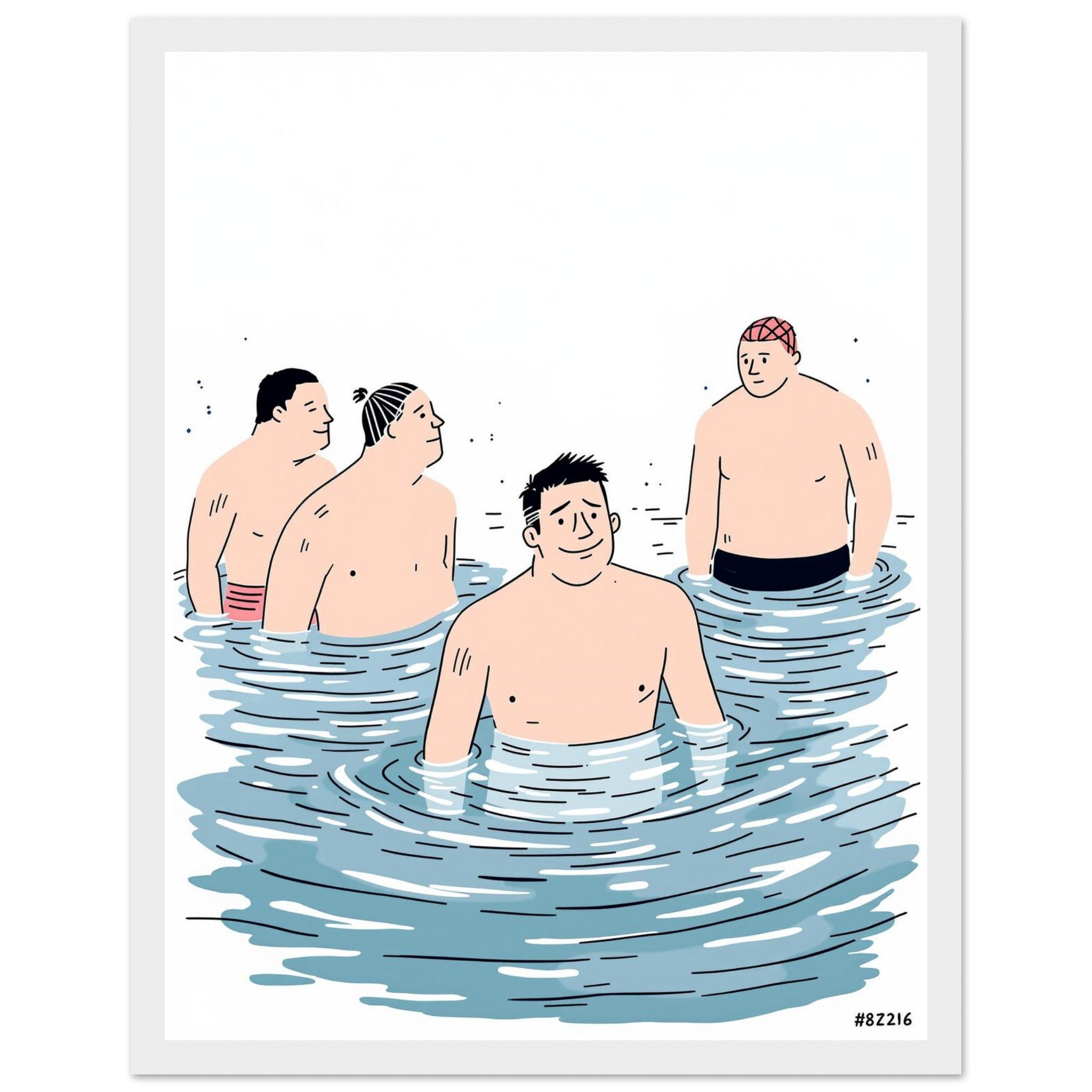 Cold Water Swim Group January Wall Art Ready to Hang UK Gift Framed Framed Art Print — detail view | Wild Thread Co