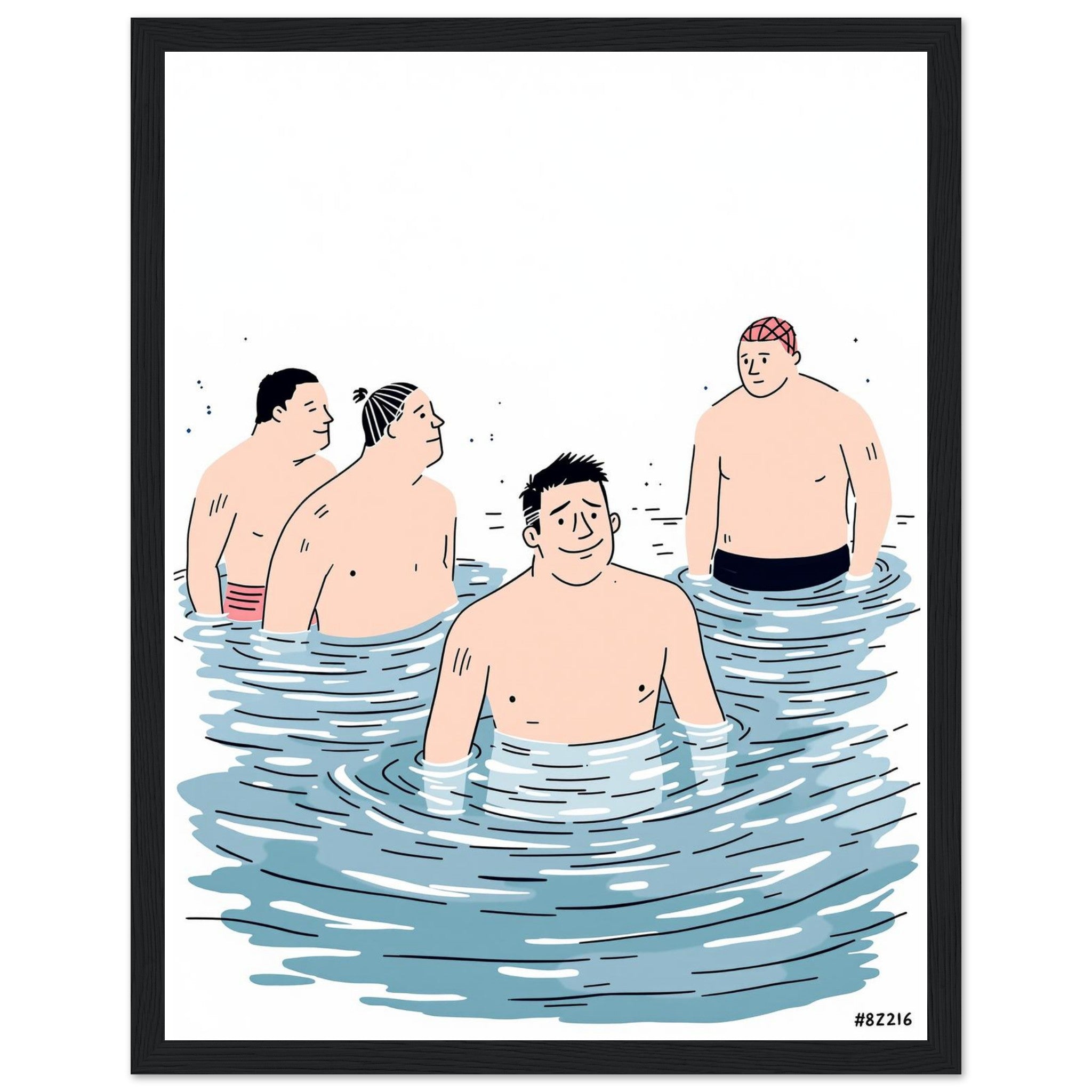 Cold Water Swim Group January Wall Art Ready to Hang UK Gift Framed — Framed Art Print | Wild Thread Co UK