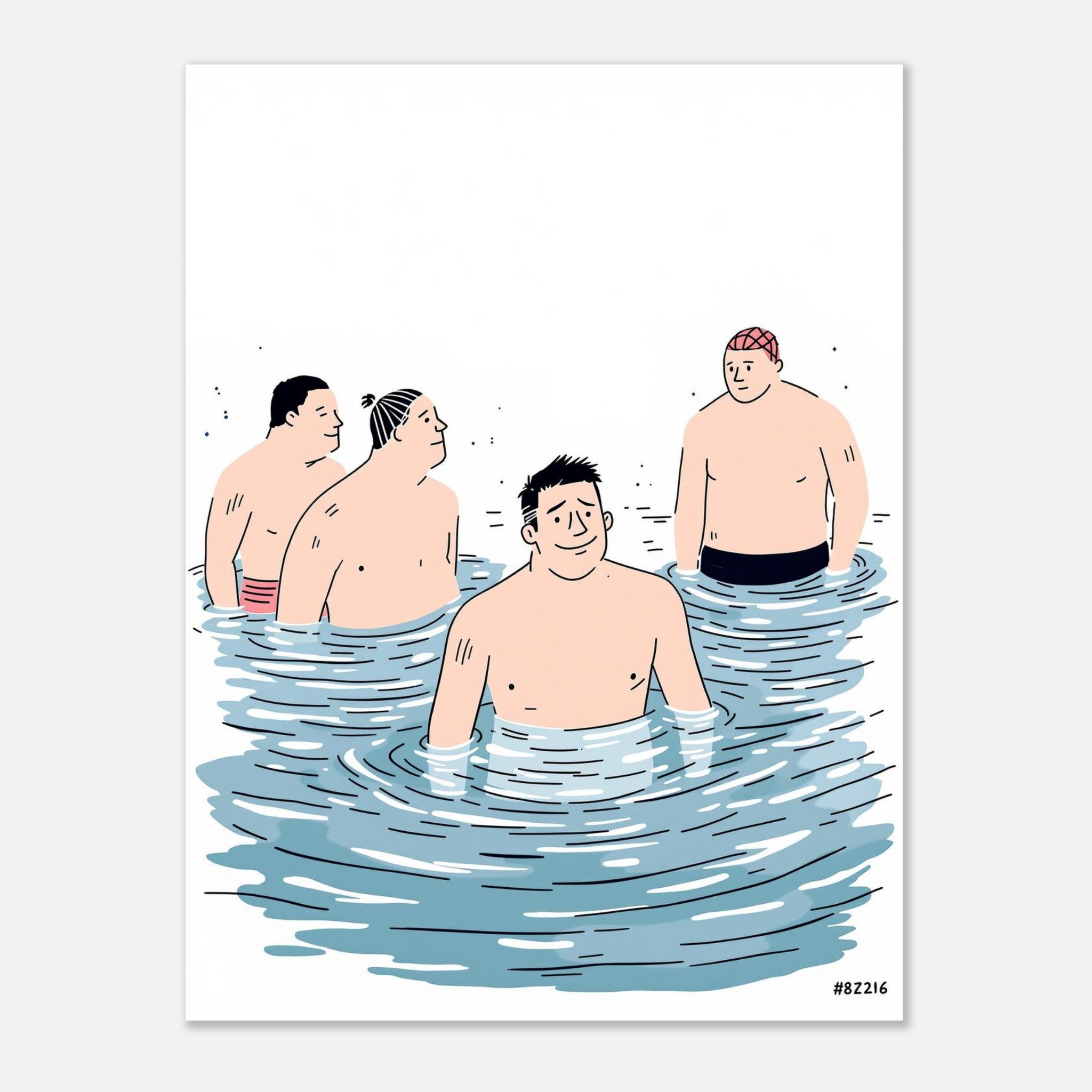Cold Water Swimming Group , Wild Swimming Gift A1 UK Art Wall Art U Art Print Po Art Print — detail view | Wild Thread Co