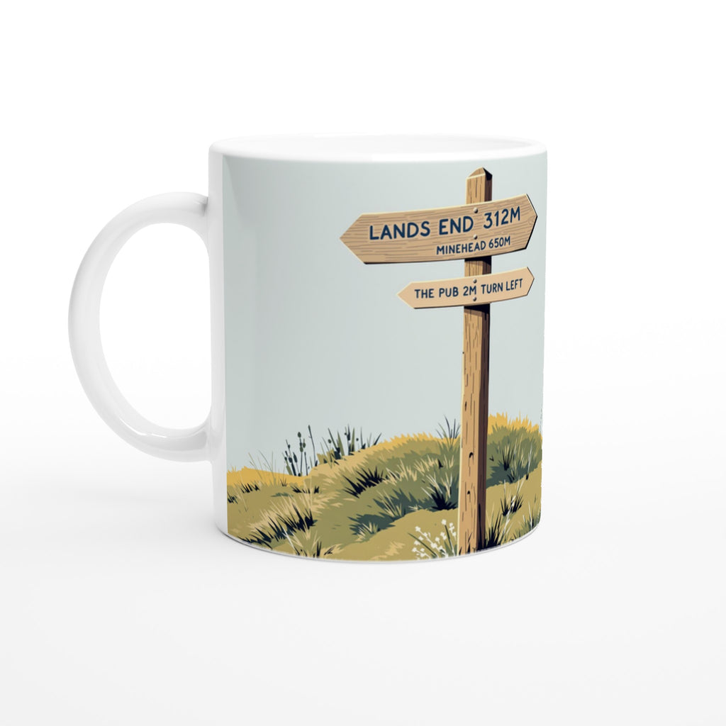 Coastal Path Signpost Humour Coffee Tea Ceramic 11oz — Mug | Wild Thread Co UK