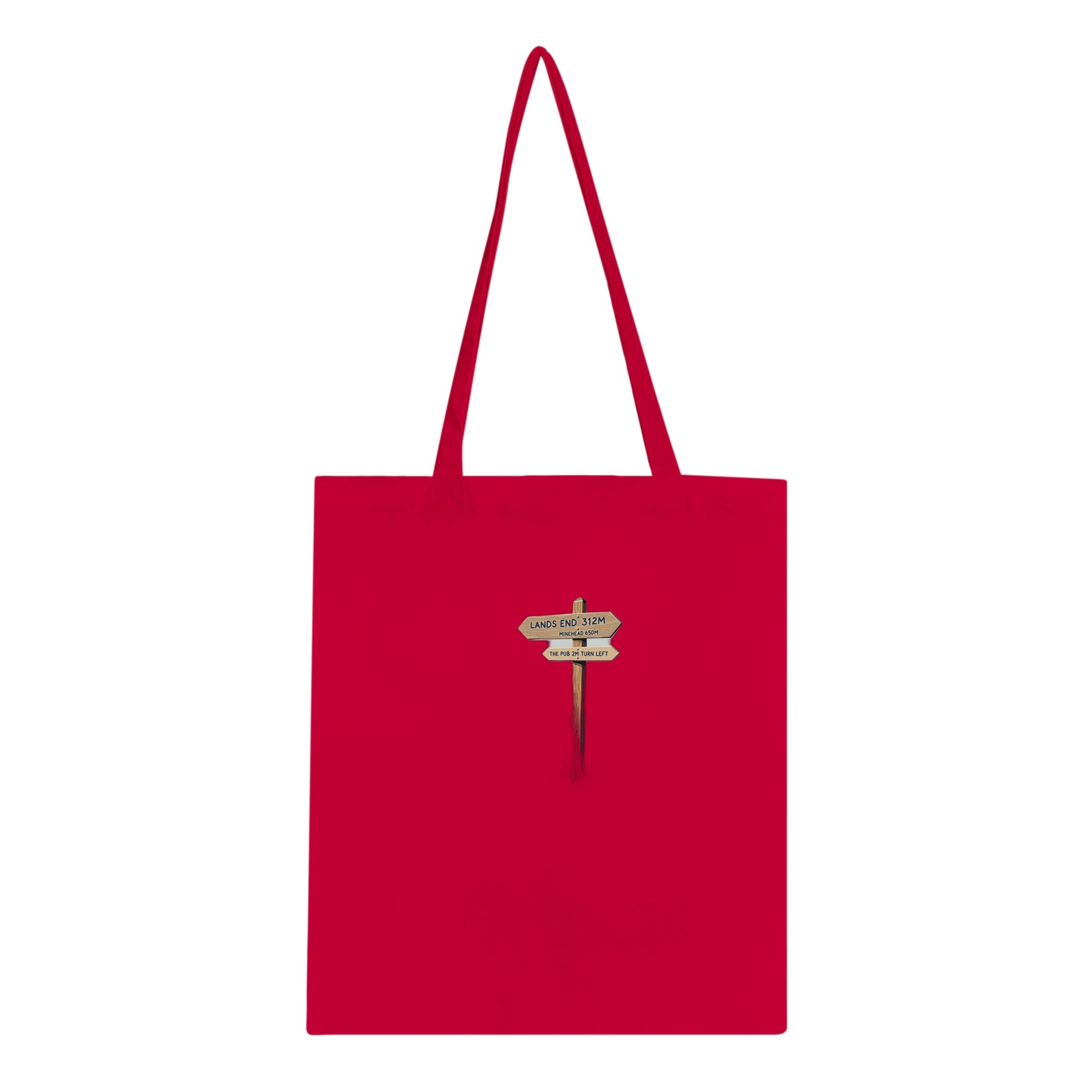Coastal Path Signpost Humour Cotton Shopper UK Tote Bag — detail view | Wild Thread Co