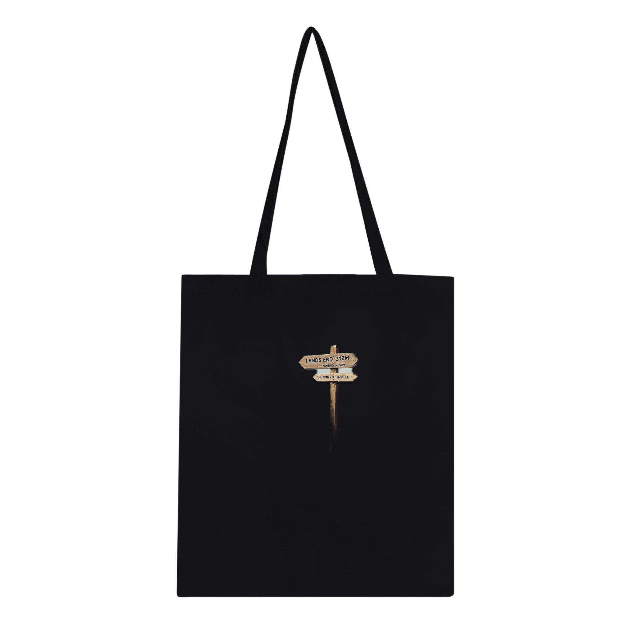 Coastal Path Signpost Humour Cotton Shopper UK Tote Bag — detail view | Wild Thread Co