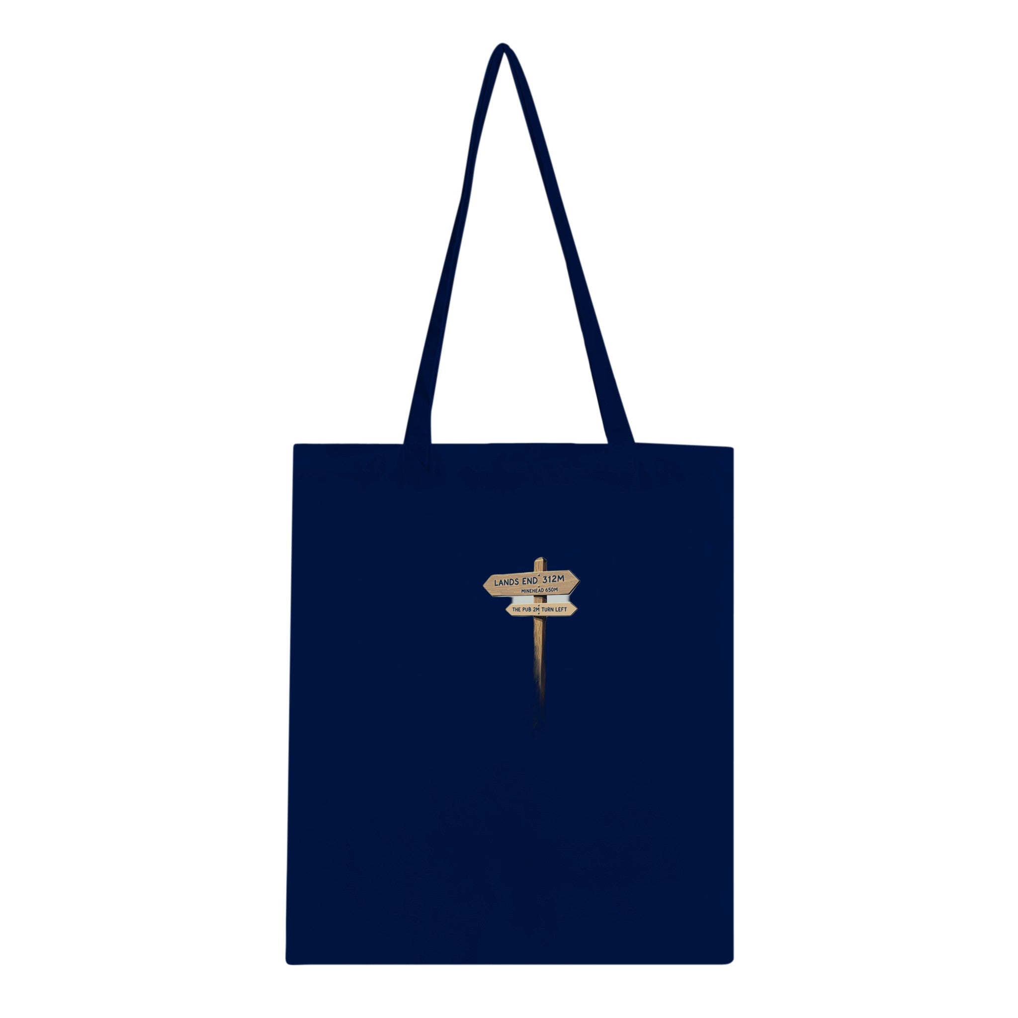 Coastal Path Signpost Humour Cotton Shopper UK Tote Bag — detail view | Wild Thread Co