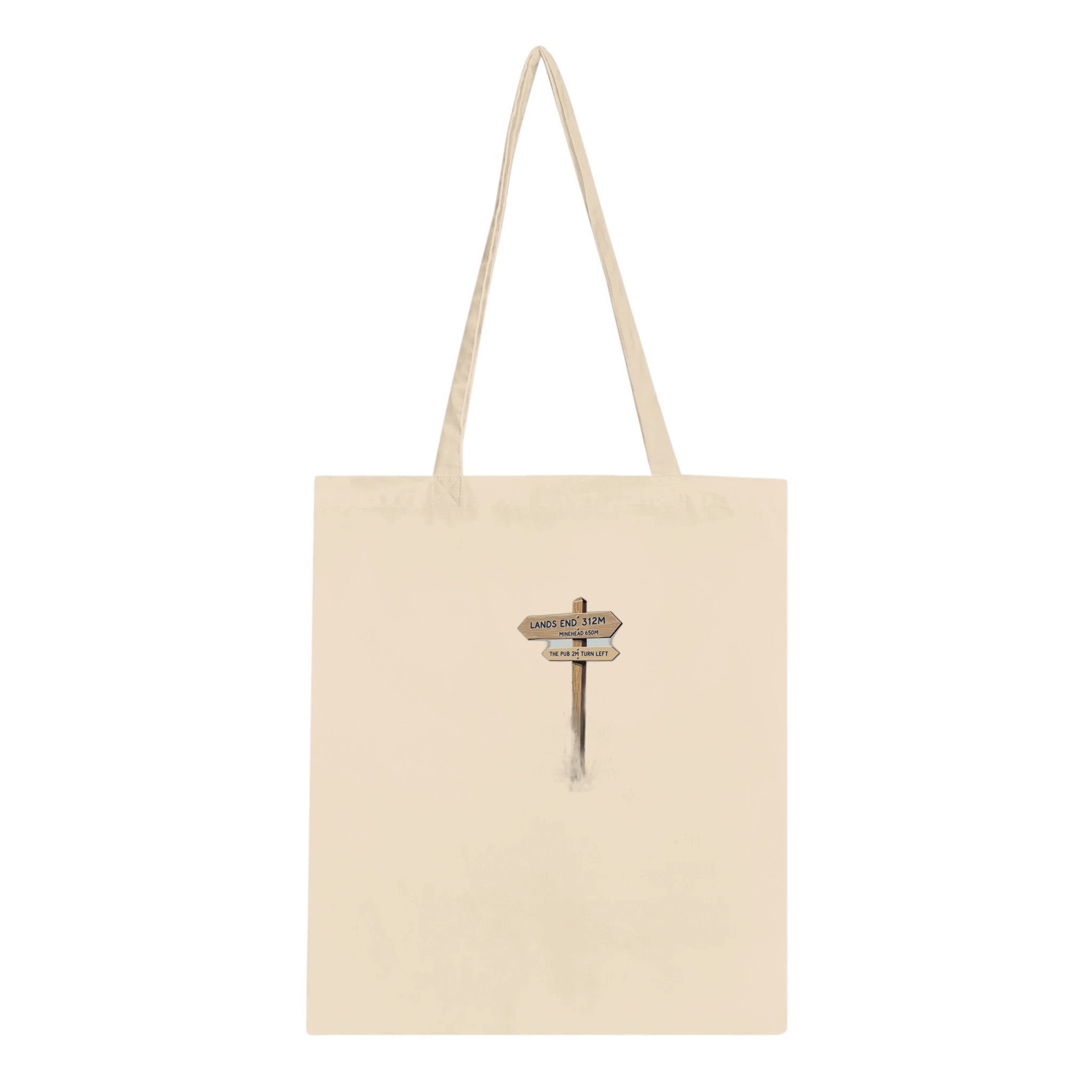 Coastal Path Signpost Humour Cotton Shopper UK Tote Bag — detail view | Wild Thread Co